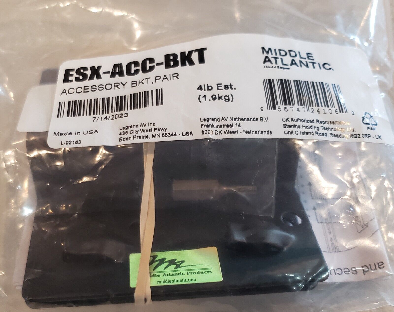 Middle Atlantic ESX-ACC-BKT Essex Accessory Brackets for QAR and RCS Series