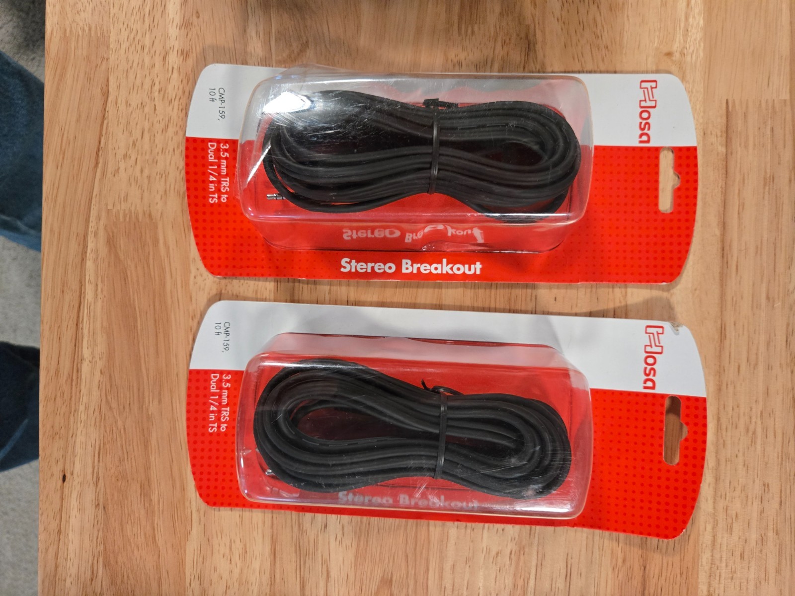 2 x Hosa CMP-159 Stereo BRKT 3.5 MM to Dual 1/4 in TS 10 Ft [New ]
