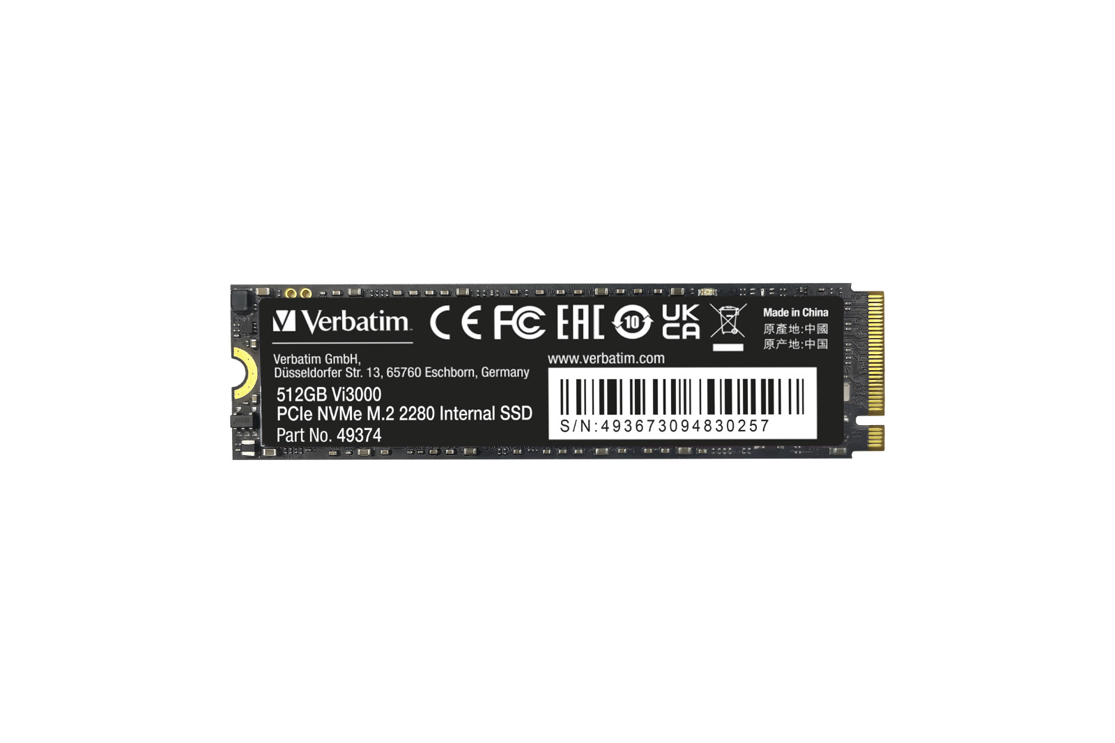 VERBATIM SSD Vi3000 Disk PCIe NVMe M.2 256GB 49373