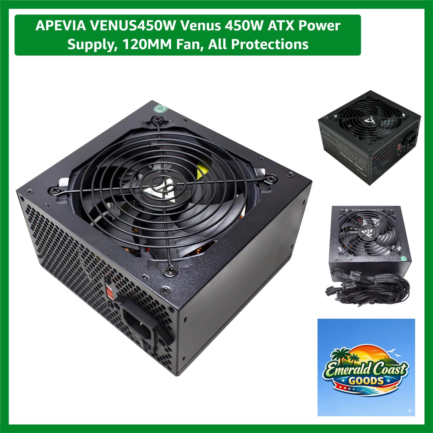 VENUS450W Venus 450W ATX Power Supply, 120MM Fan, All Protections
