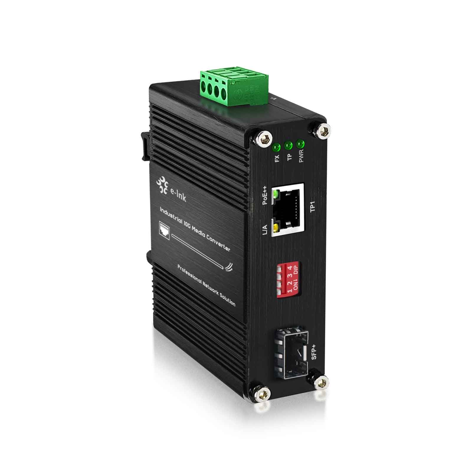 Industrial 10G 802.3bt 90W PoE++ Media Converter (10GBASE-T to SFP+) Gigabit PoE