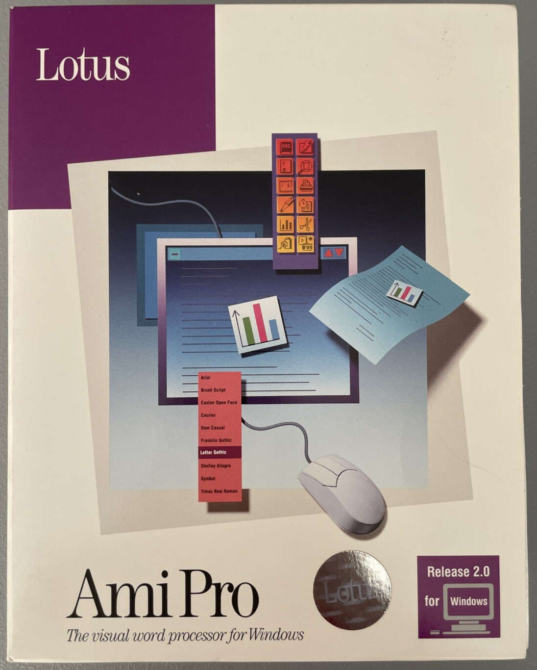Lotus Ami Pro Version 2.0 Amipro Word Processor Vintage PC Windows 1991 NOS DOS