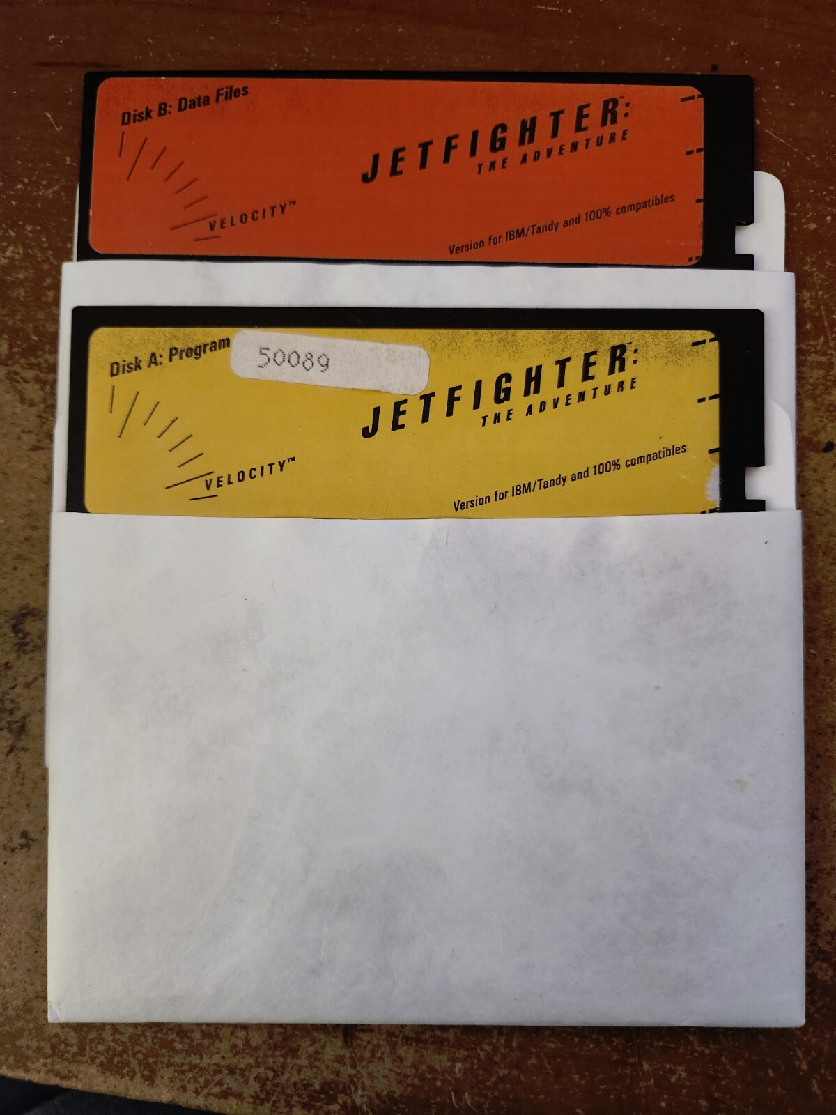 Jetfighter The Adventure Program & Data Floppy Disk Velocity IBM DOS Tandy 1988 