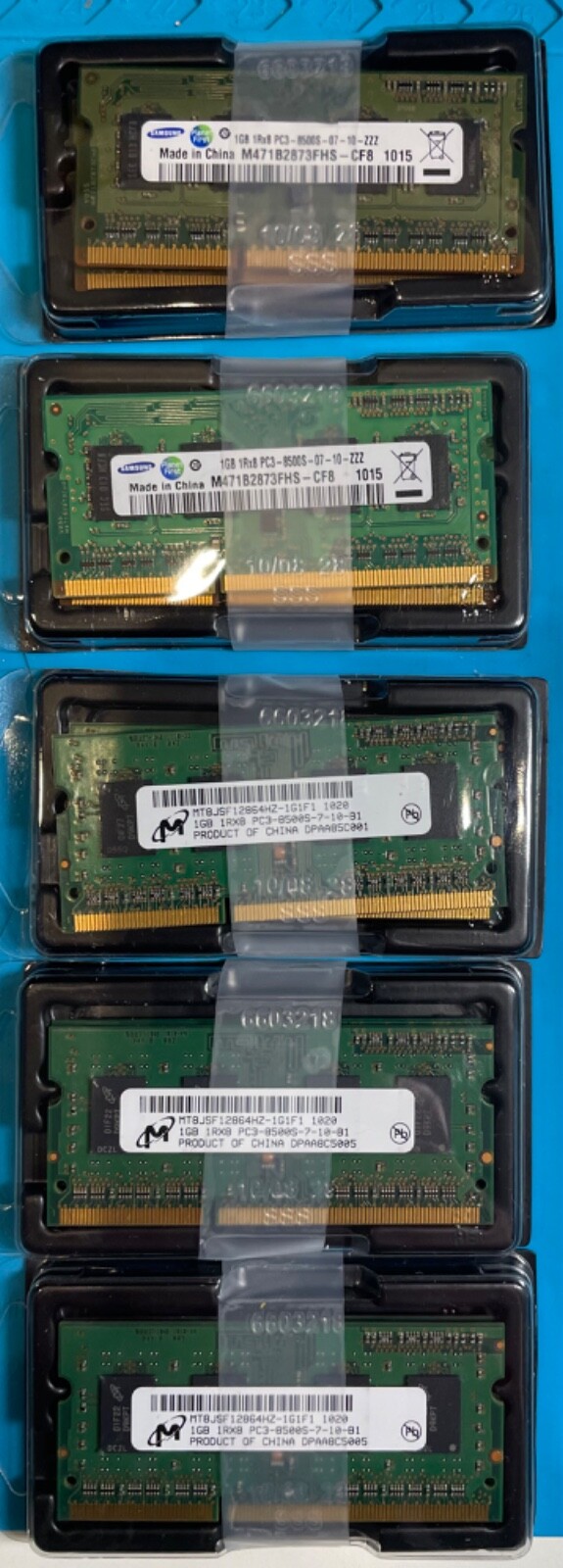 2GB PC3-8500S DDR3 1066MHz Memory M471B2873FHS-CF8 (Lot of 2x 1GB)
