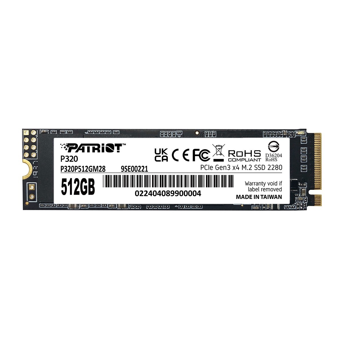 Patriot P320 512GB SSD 2280 M.2 PCIe Gen3 x4 NVMe 1.3 Internal SSD For PC/Laptop