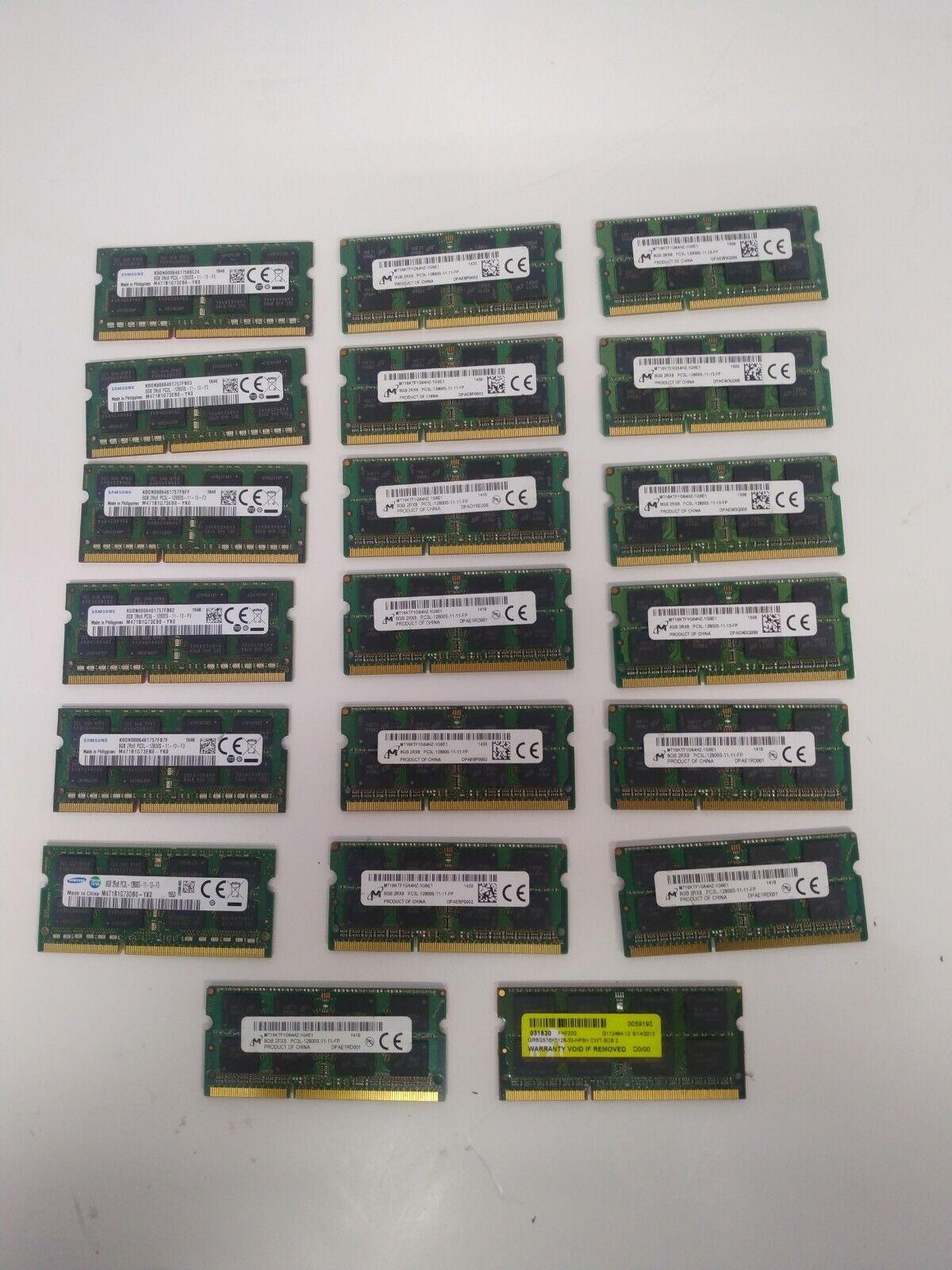 Lot of 20PCs 8GB Mixed Brand & speed PC3L Laptop Memory RAM Total:160GB(20x 8GB)