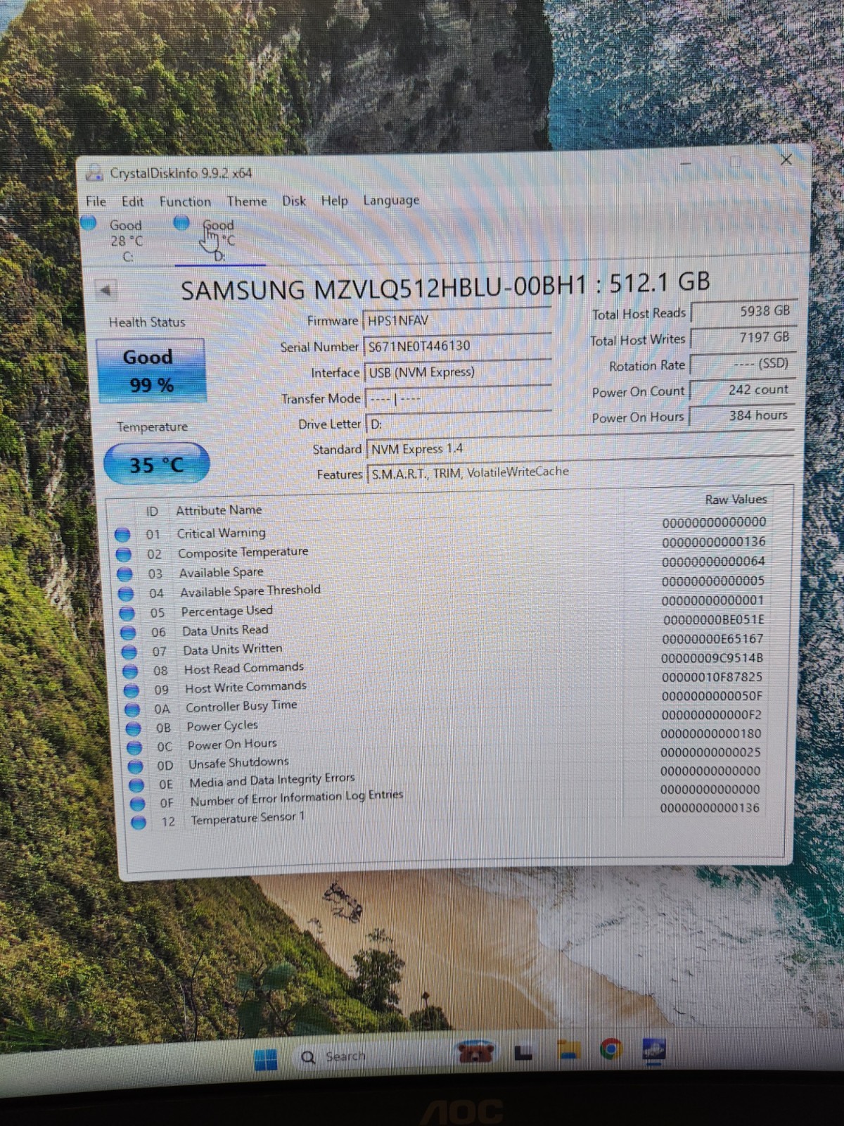 Samsung PM991 512GB NVMe M.2 Internal SSD HP OEM MZVLQ512HBLU-00BH1