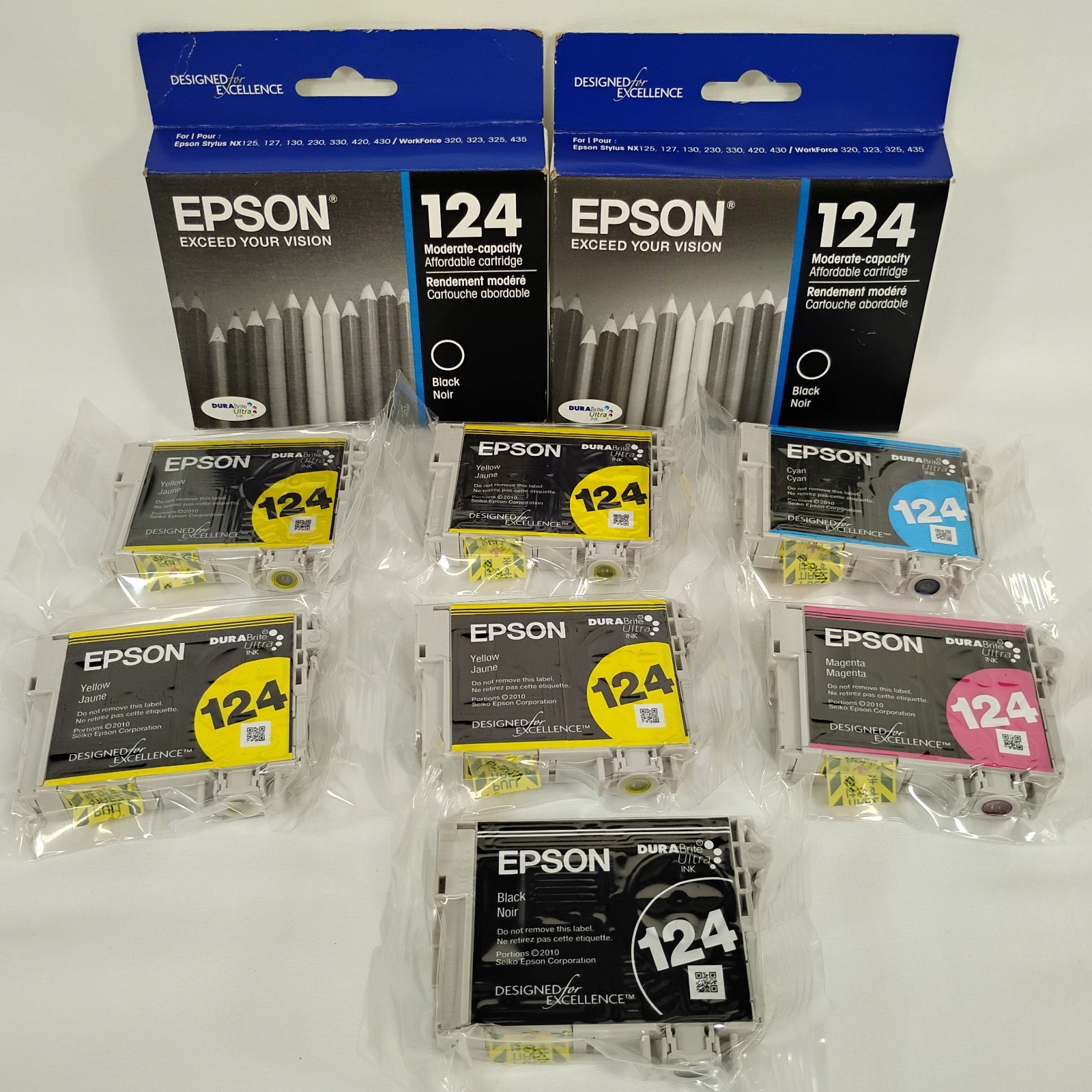 Genuine Epson 124 Ink Cartridges - Lot of 9 OEM *Expired* Sealed Black Colors