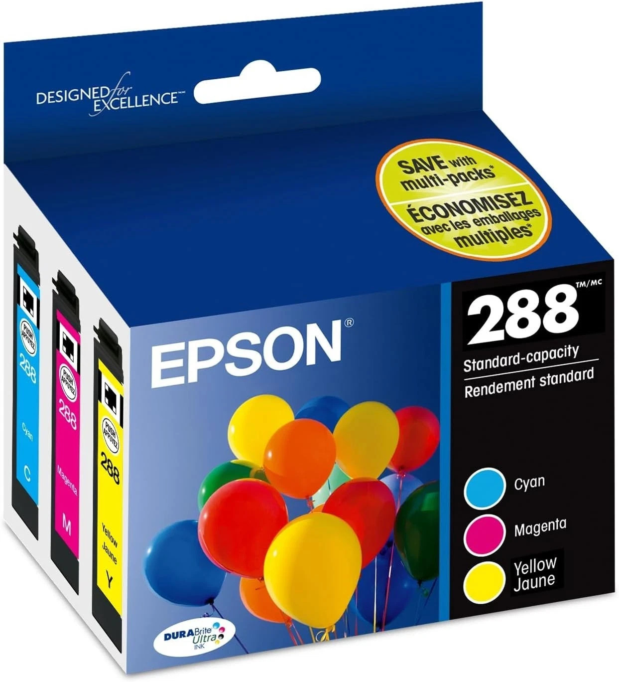Epson 288 C/M/Y 3pk Ink Cartridges - Cyan, Magenta, Yellow (T288520-CP) 2027++