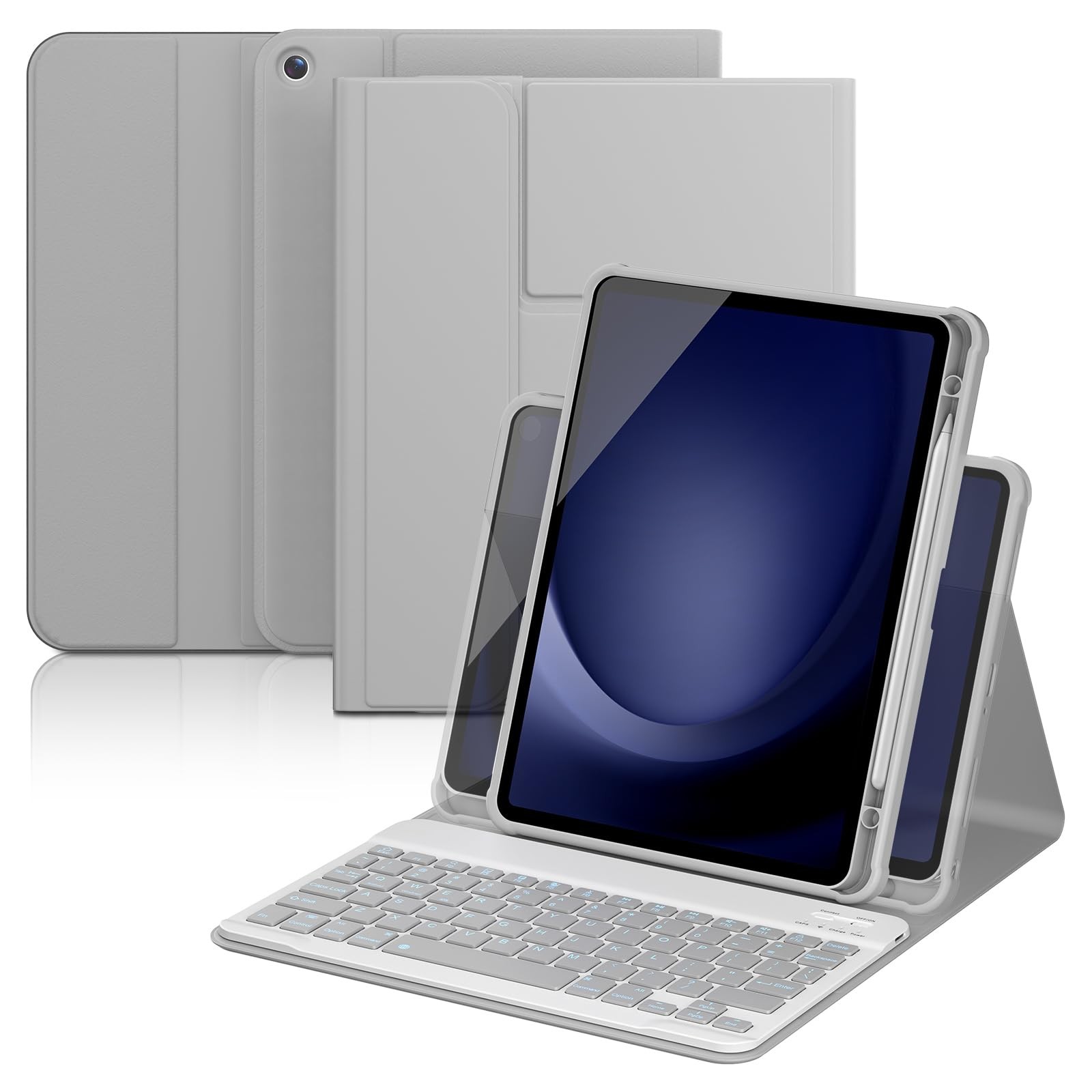 YBING for Galaxy Tab A11 Plus Case with Keyboard 11-Inch & A9 Grey