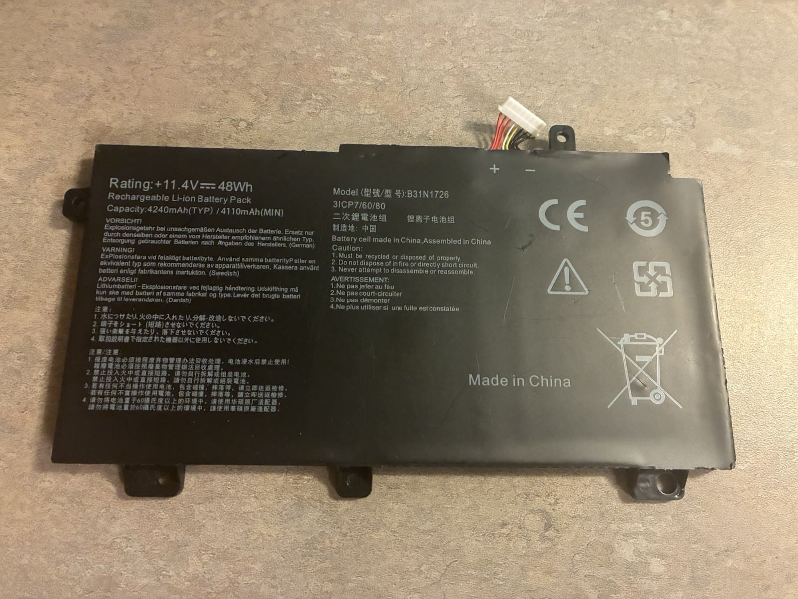 B31N1726 Battery For ASUS TUF Gaming FX505DT FX505DV FX505DU FX505DY 48Wh 11.4V