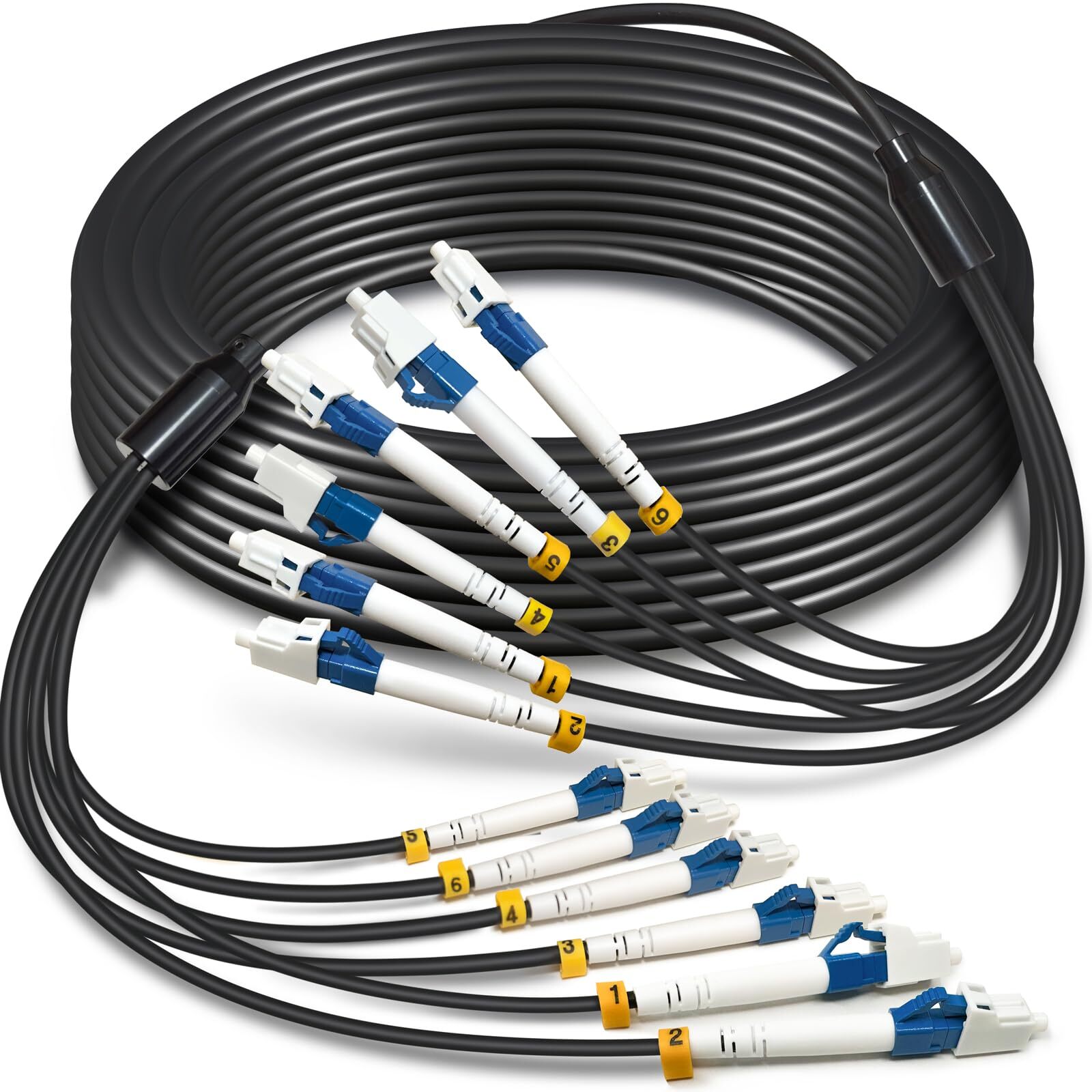 15 Meters 6 Core Industrial TPU LC to LC Outdoor Armored Fiber Optic Cable, O...