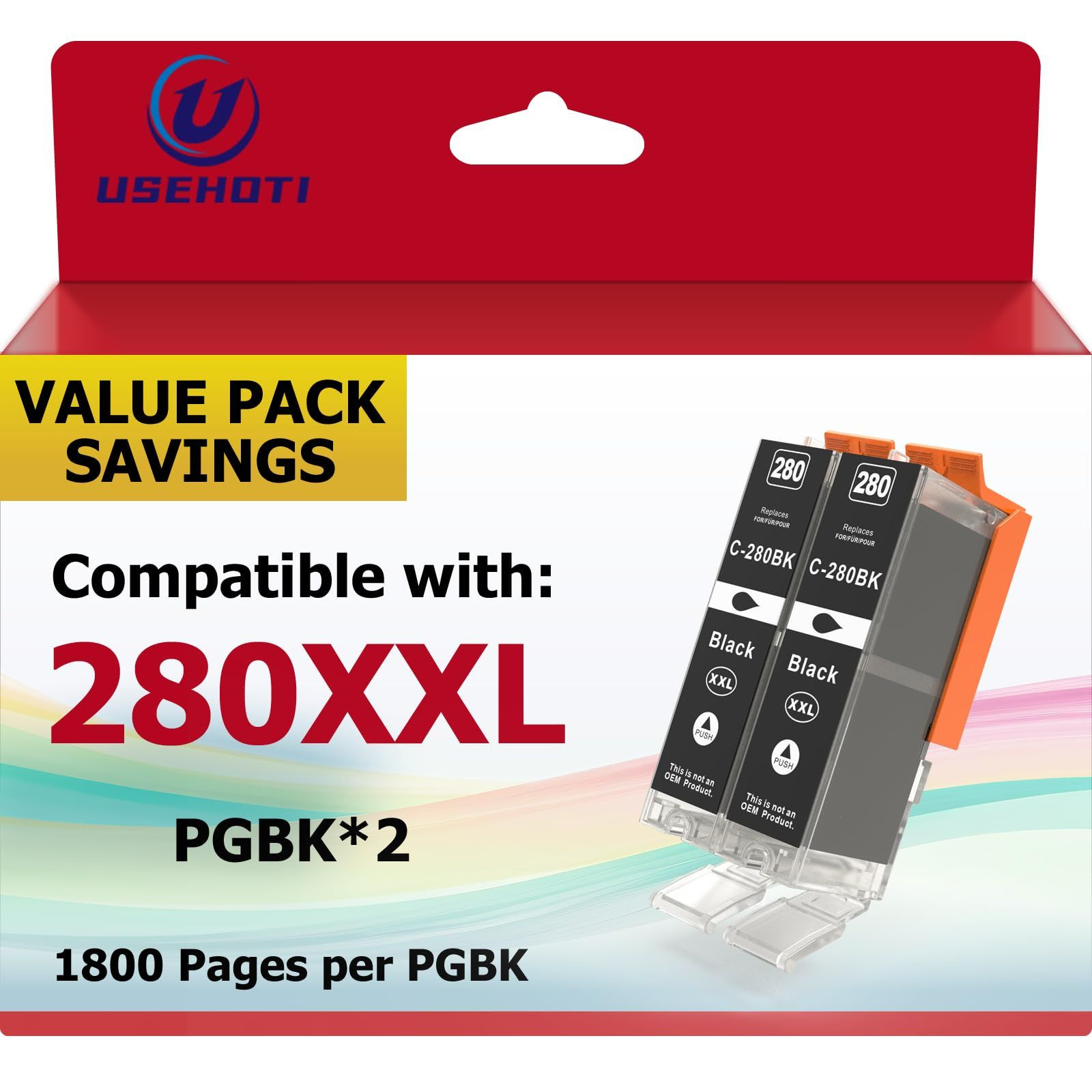 USEHOTI PGI-280XXL Black Ink Cartridges, Compatible 6 Pack, 280 281 XXL