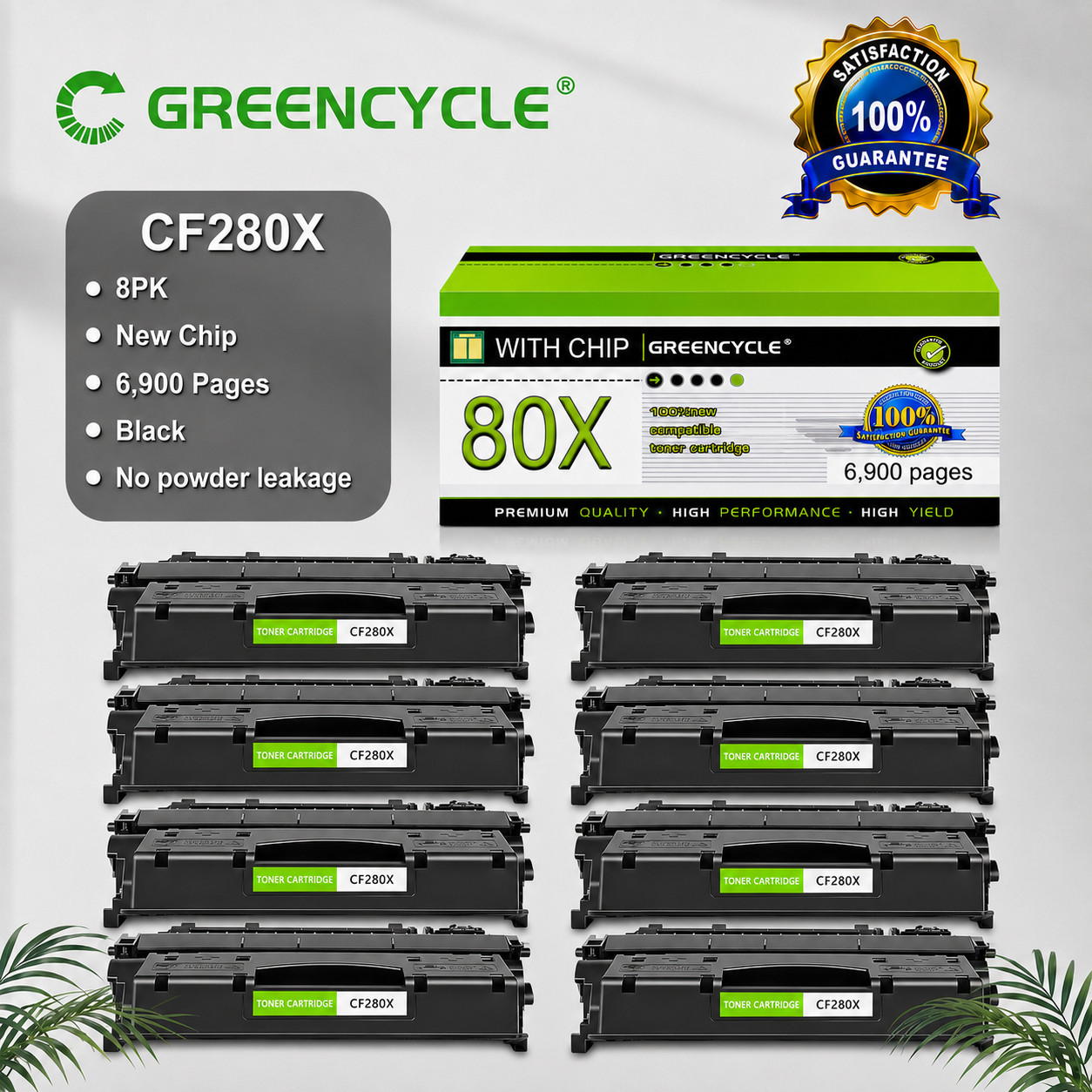 8x High Yield CF280X Black Toner Fits For HP Laserjet Pro 400 M401a M401d M401dw