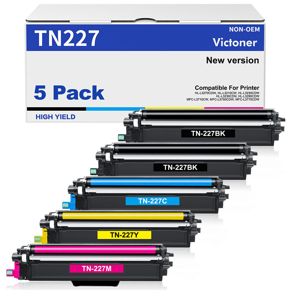5x TN227 Toner TN223 Compatible For Brother MFC-L3770CDW HL-L3270CDW HL-L3290CDW