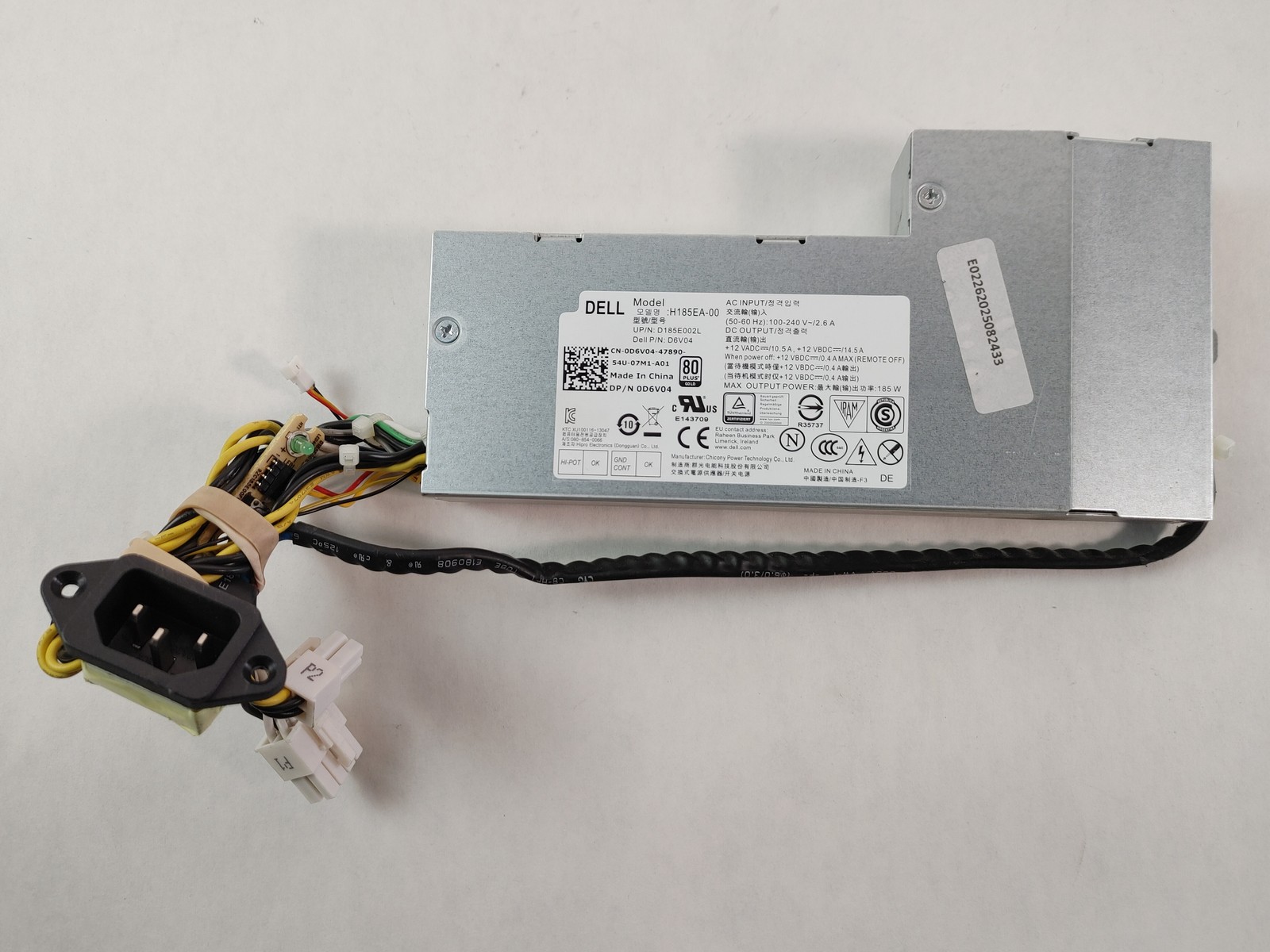 Lot of 10 Dell Inspiron 23 5348 AIO 185W 8 Pin Desktop Power Supply D6V04