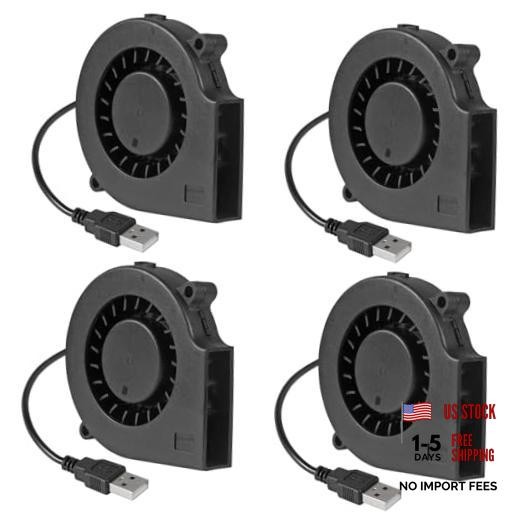 4Pcs 75mm USB Fan 75mm x 15mm Cooling Turbo Blower Fan 5V 7515 USB 4pcs 2.95in