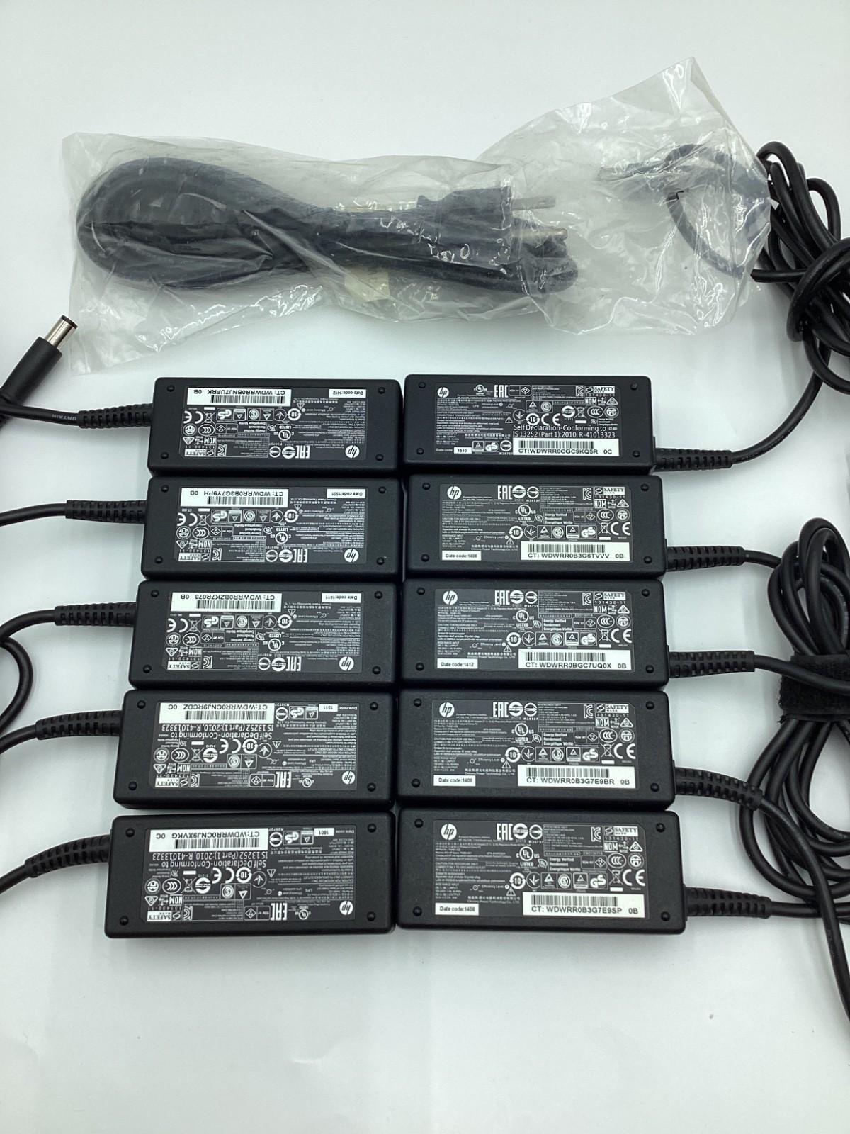 Lot of 50X HP 45W 19.5V 2.31 AC Adapter Charger w/ Power Cords Big