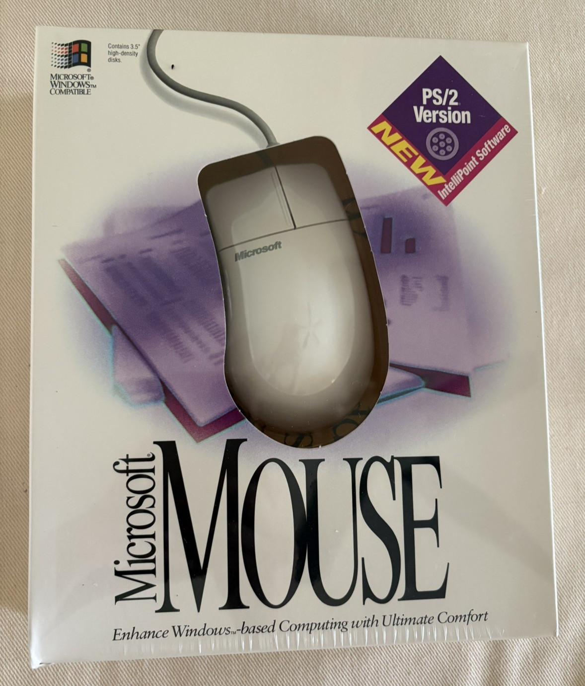 NEW Vintage 1994 Microsoft Mouse PS/2 Version w/ IntelliPoint 3.5" Software Disk