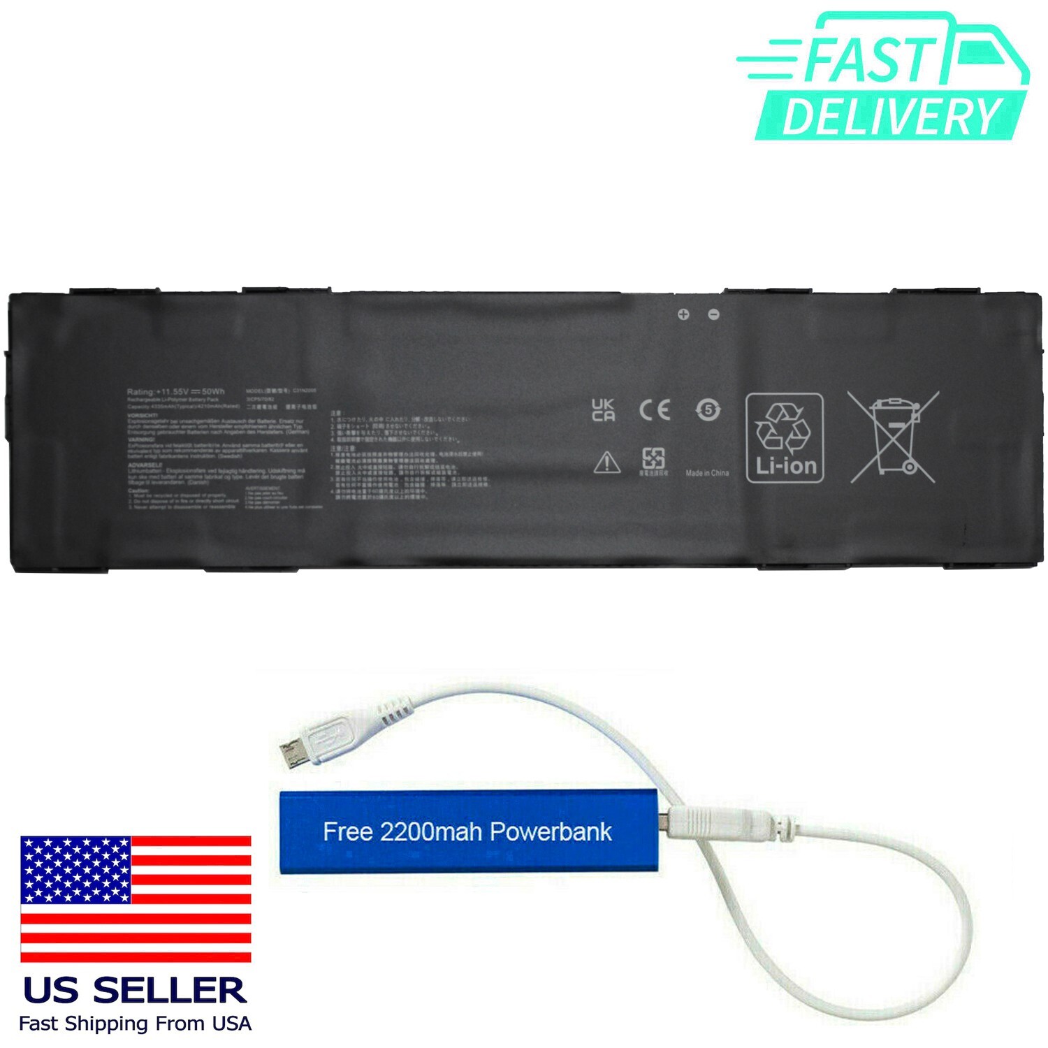 C31N2005 REPLACEMENT BATTERY FOR ASUS CX3400FMA CX9400CEA B3402 50WH 3ICP5/70/82