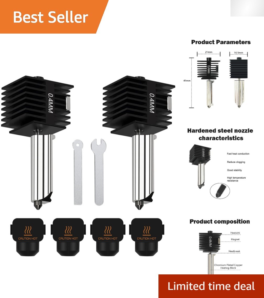 Durable Hot End Upgrade Kit for A1 Mini: 2 Pack 0.4MM Nozzles & Protection Socks
