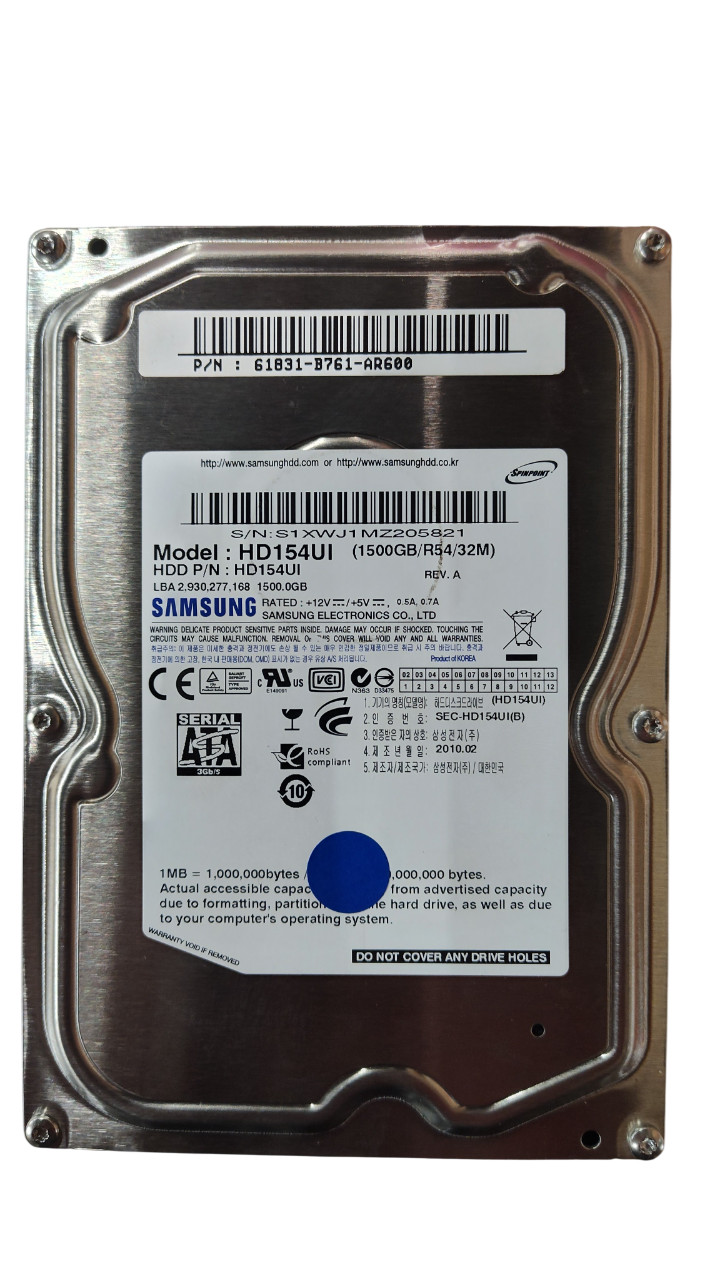 Samsung HD154UI 1.5TB  Hard Drive 1500GB 3.5" SATA HDD 61831-B761-BBI0Q Grade B