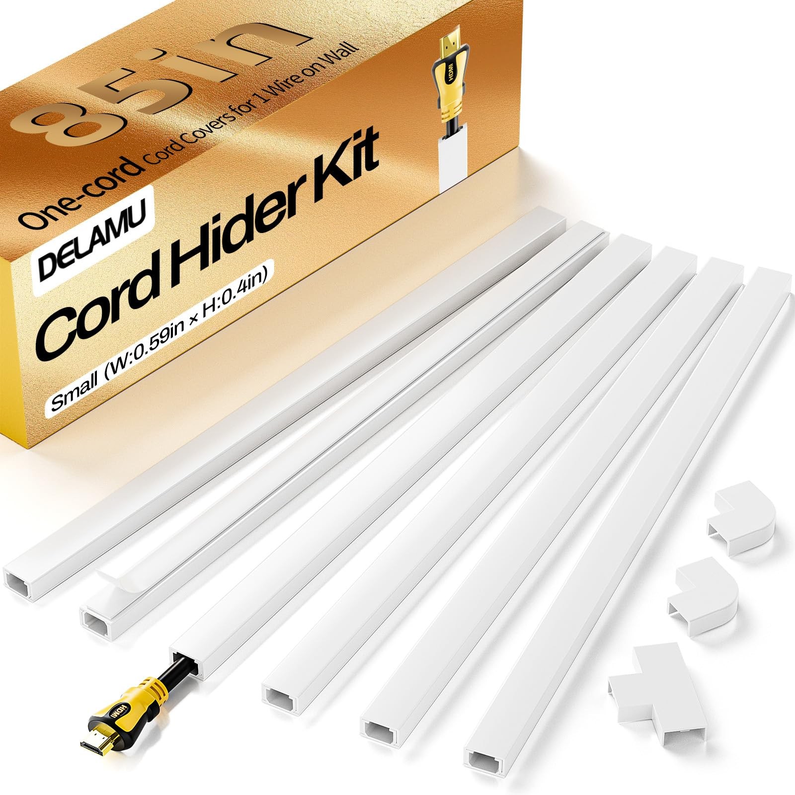 Delamu Cord Hider, Cord Covers for Wires on Wall, One-Cord Cable Hider, Self