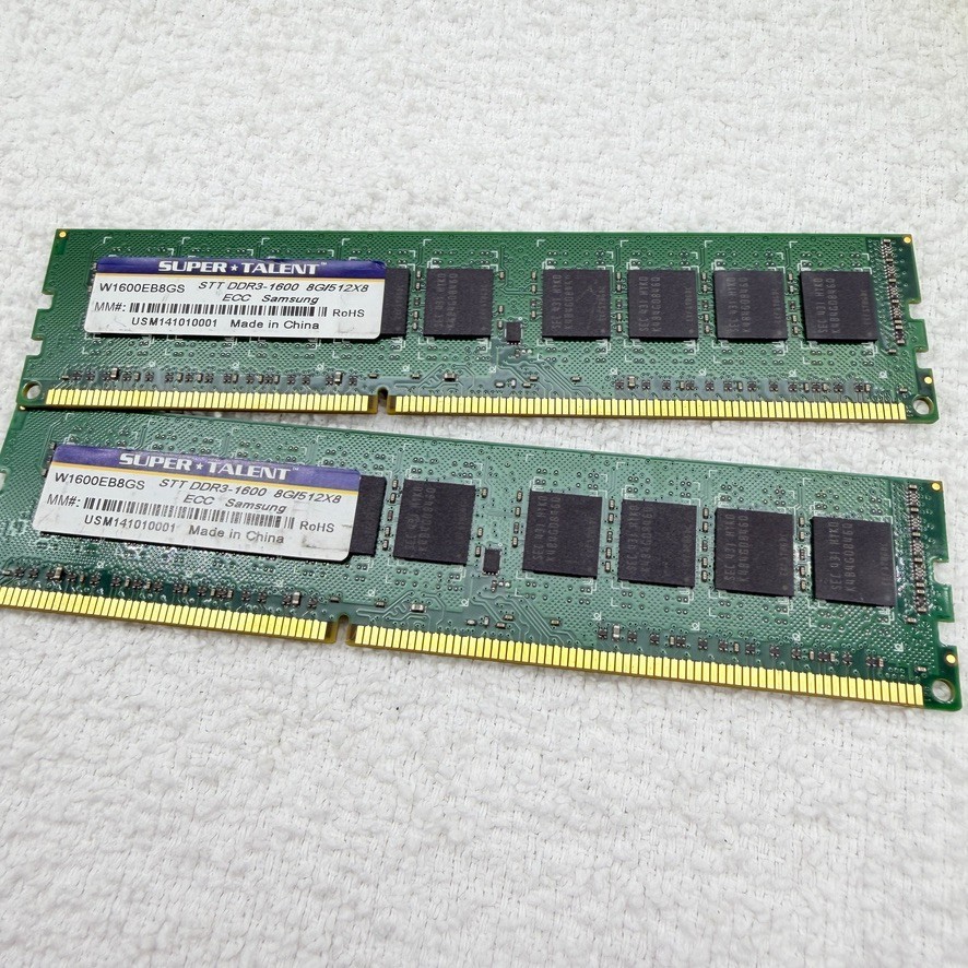 16GB 2x8GB Super Talent DDR3-1600 ECC UDIMM W1600EB8GS Samsung