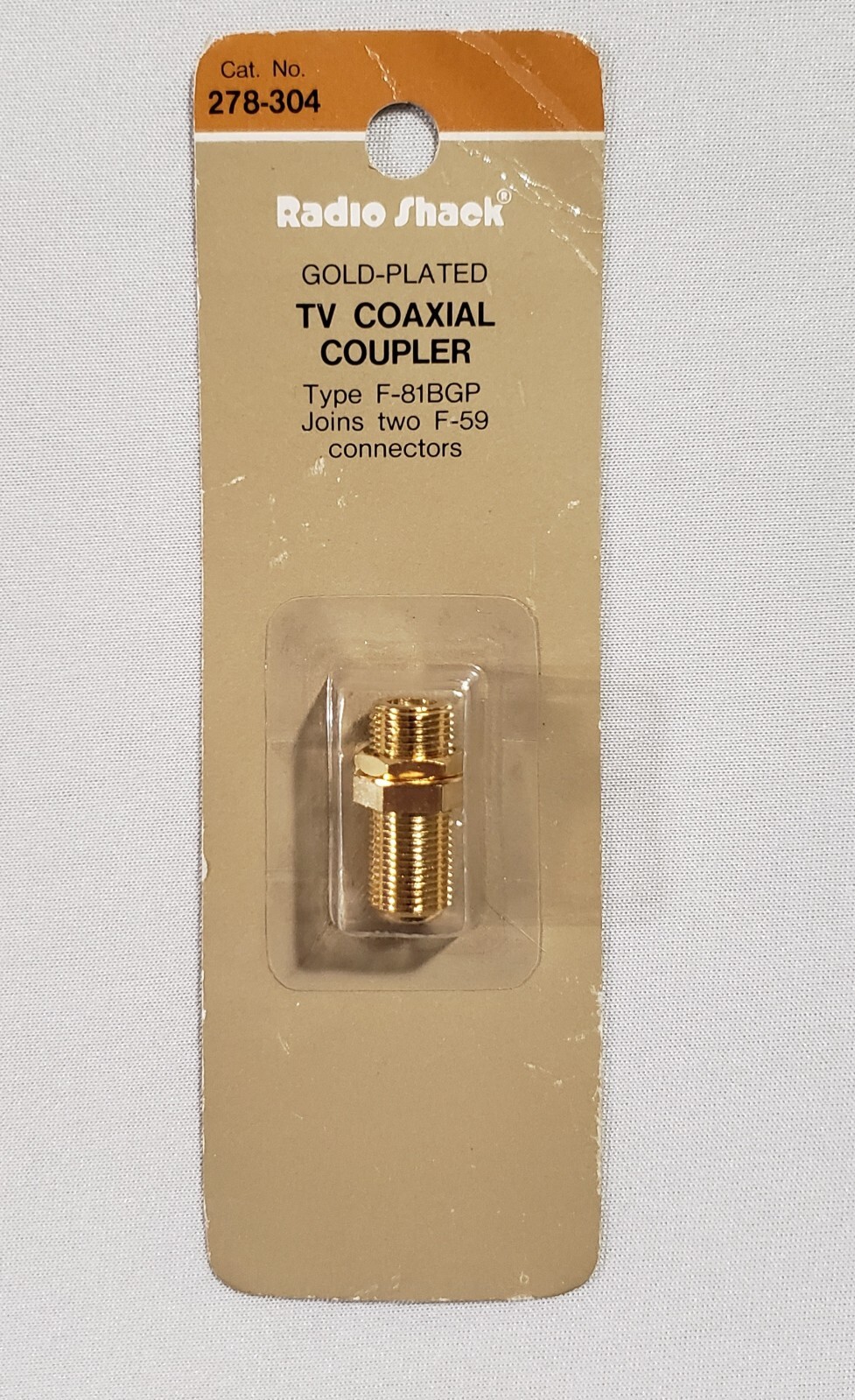 Radio Shack Gold-plated TV Coaxial Coupler Type F-81BGP, #278-304