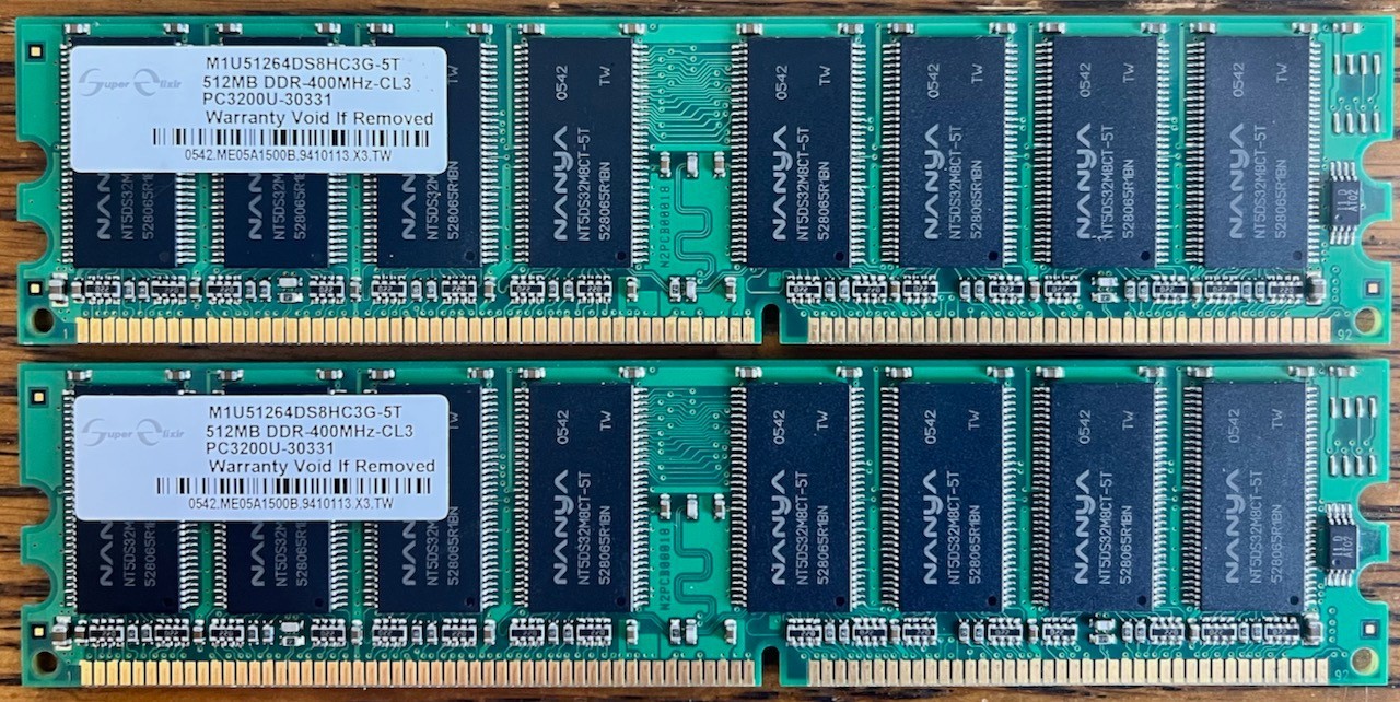 Super Elixir 512MB PC3200U - 30330 DDR 400MHz CL3 RAM Memory 🍎➕🍏