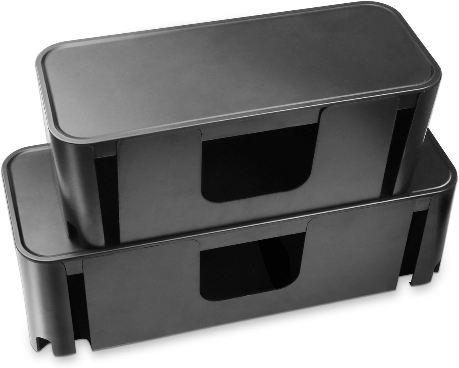 Caja Organizadora Cables 2 Piezas Grande y Mediana Oculta Regleta Gestion Negro