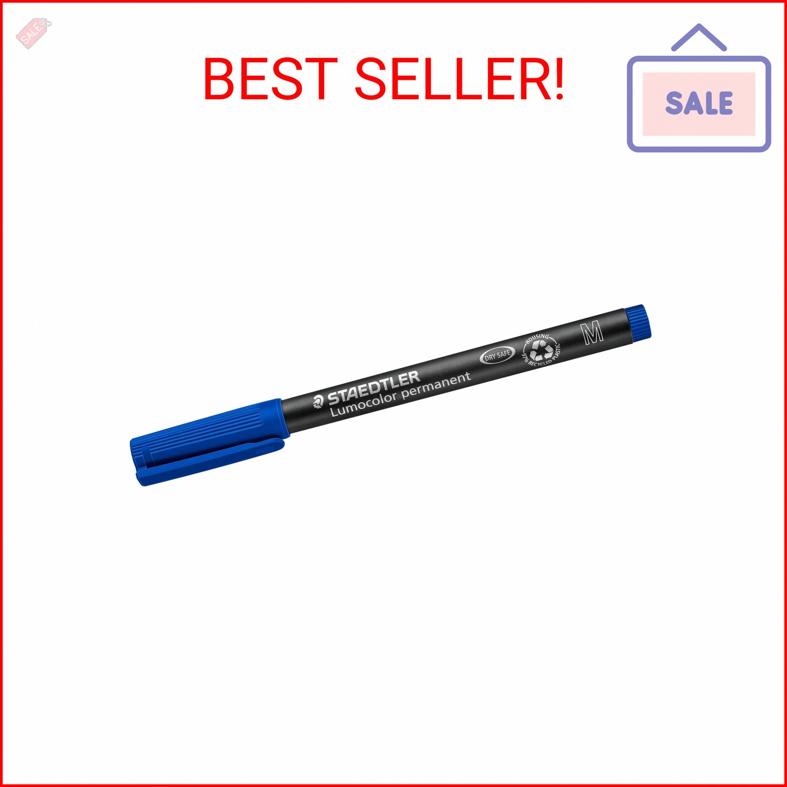 STAEDTLER Lumocolor Universal Pen, Medium, Felt Tip, Permanent Marker, 1.0mm, Bl