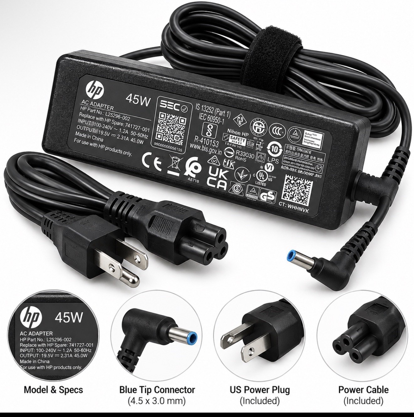 HP Original 45W Blue Tip Laptop Chargers 19.5V 2.31A Wholesale Lot of 20