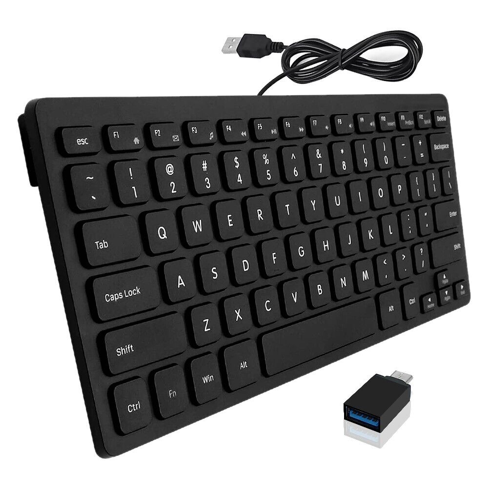 High Grade Superior Quality 78 Keys Mini USB Wired Keyboard With Type-C Adapter