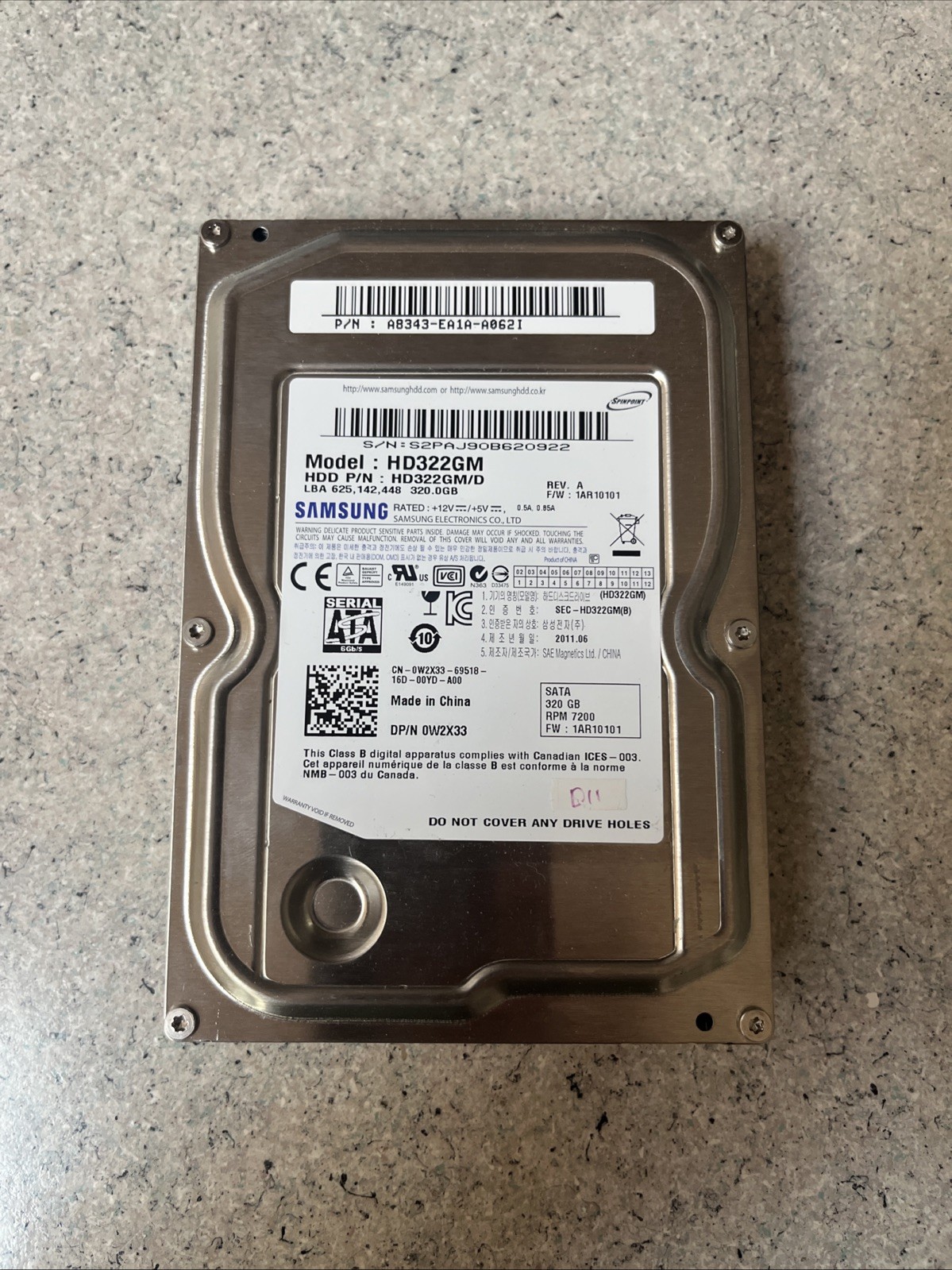 ⭐️⭐️⭐️⭐️⭐️ *AS IS* HDD Hard Drive SATA Desktop 3.5" Samsung HD322GM 320GB