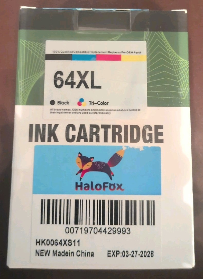 HaloFox 64XL Compatible Ink Cartridges HP Inkjet - Black & Tri-Color Exp. 03/28
