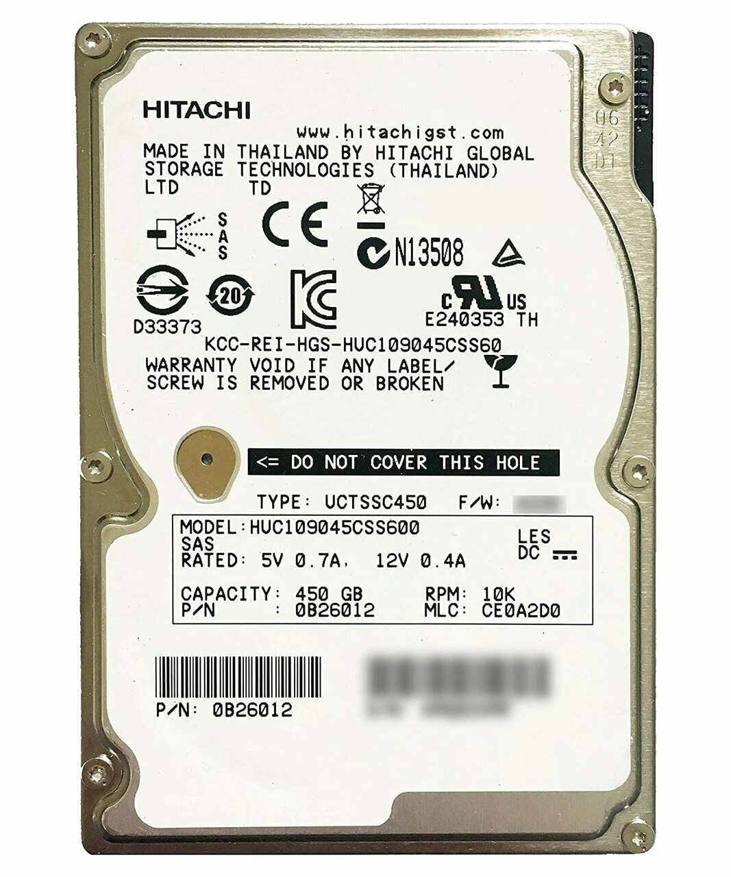 Lot of 10 Hitachi HGST 450GB HDD 10KRPM 64MB 2.5 HUC109045CSS600 0b26012 dell HP