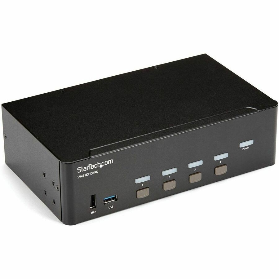 StarTech 4 Port HDMI KVM Switch 4K 30Hz Dual Display TAA SV431DHD4KU