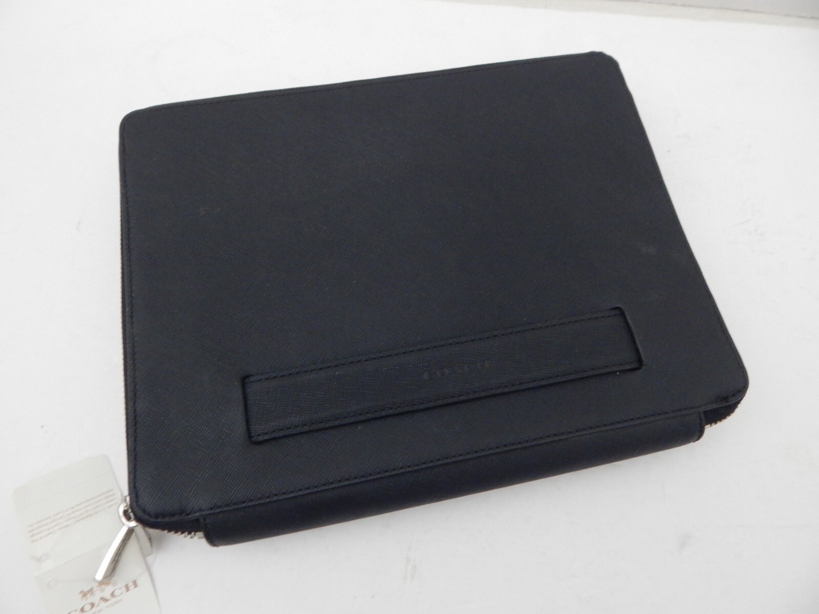 Coach Genuine Saffiano Leather Zip Case For iPad 5th Gen & 6th Gen Black New