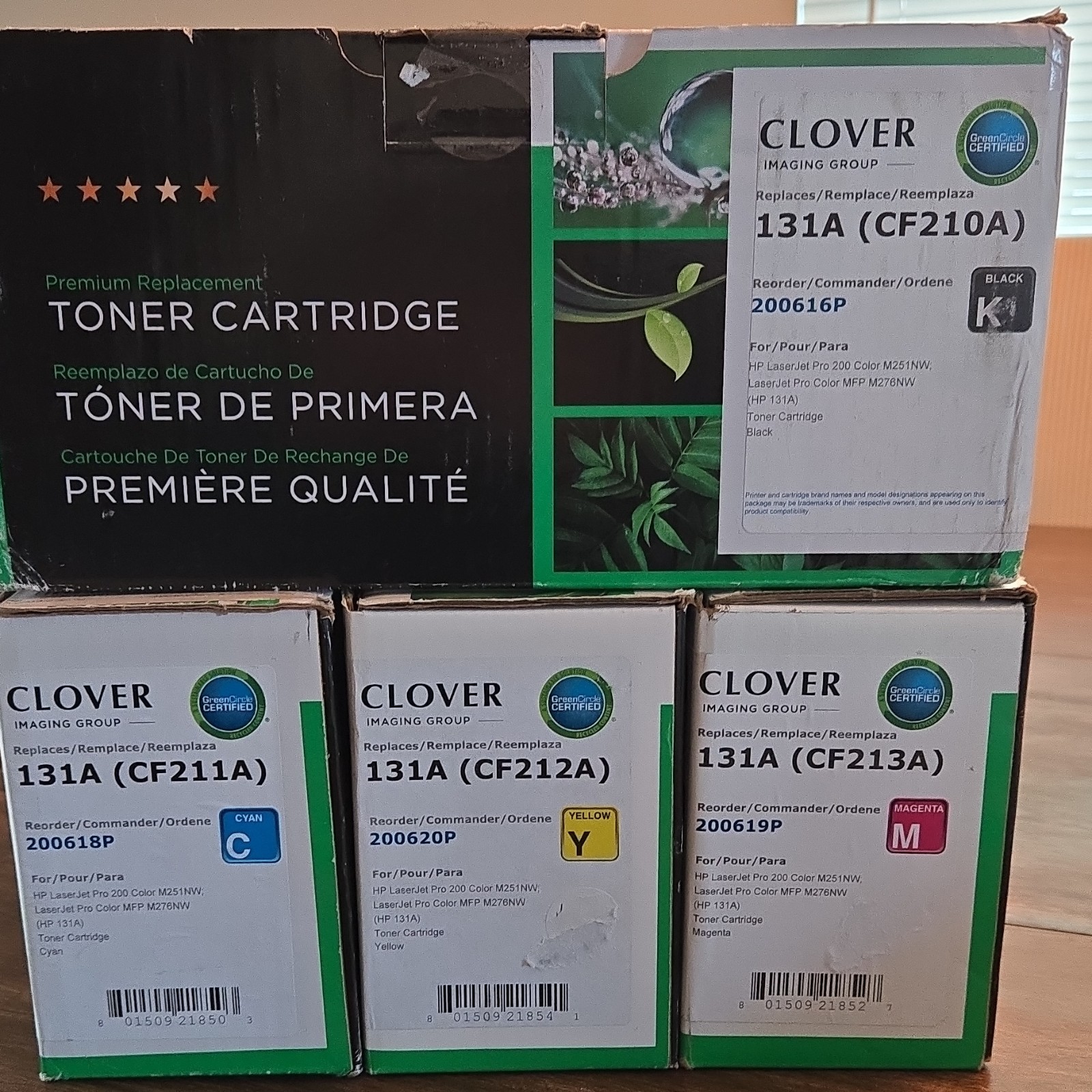 Clover HP Toner Cartridge Set of 4 CMYK: CF210A CF211A CF212A CF213A NEW