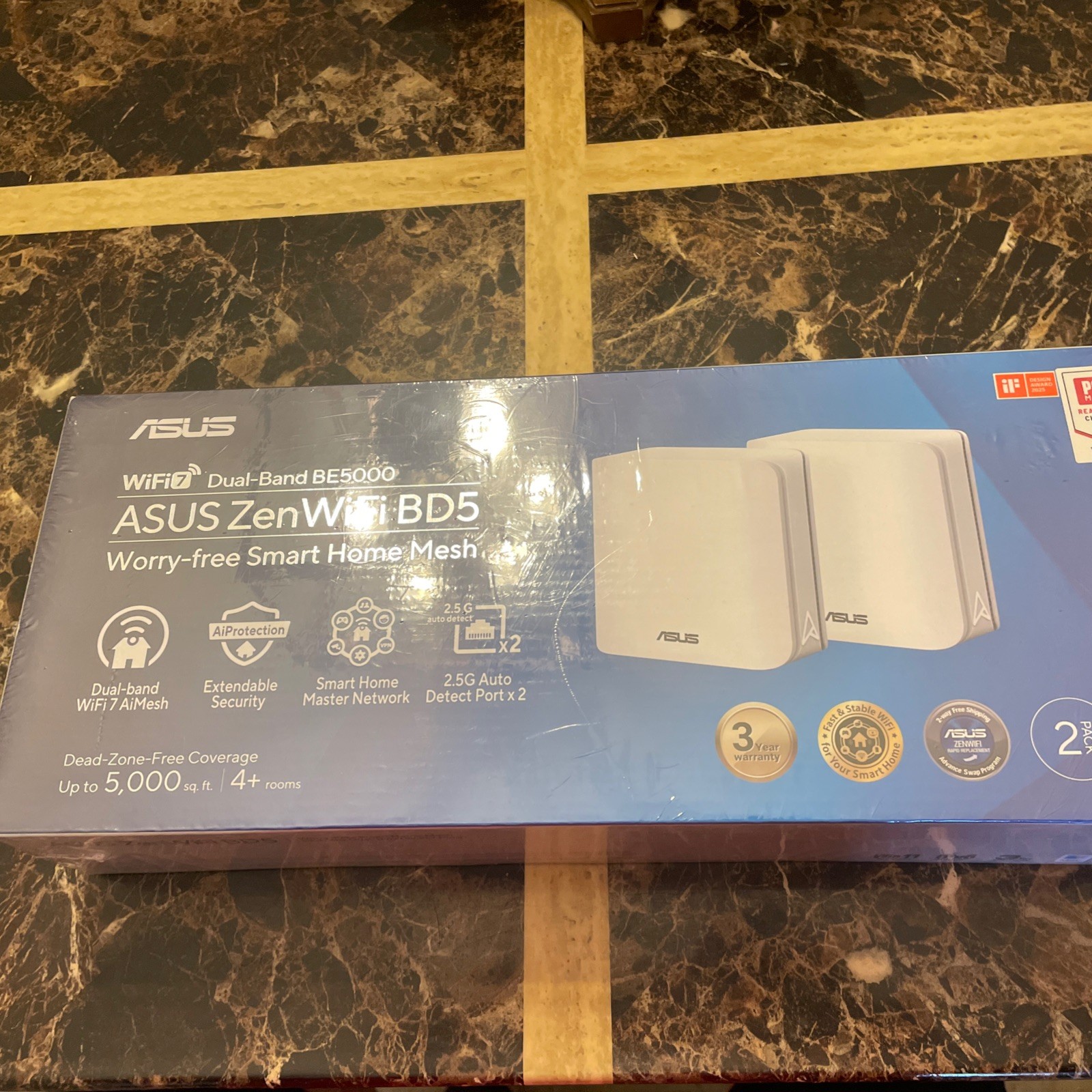 ASUS ZenWiFi BD5 WiFi 7 BE5000 Dual-Band - 2-Pack - White, New/Sealed.