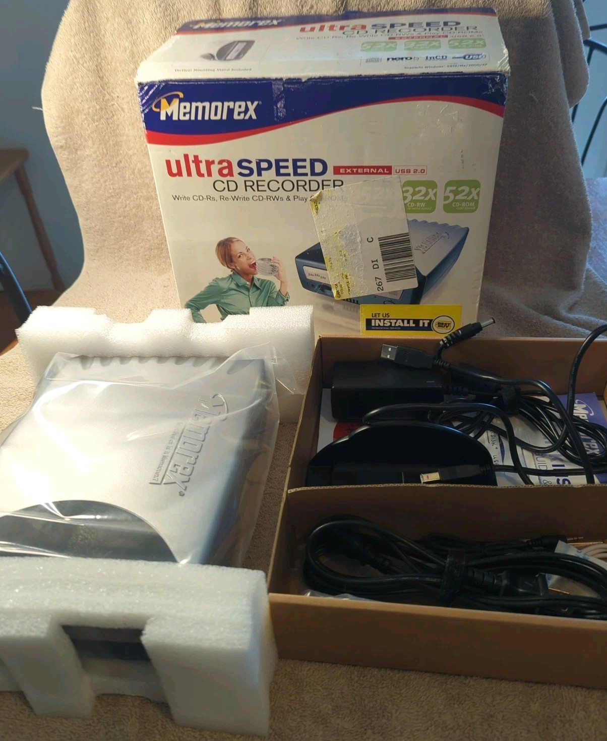 Memorex 52X Ultra Speed CD-RW External USB 2.0 Recorder Drive 3202 3261 Works