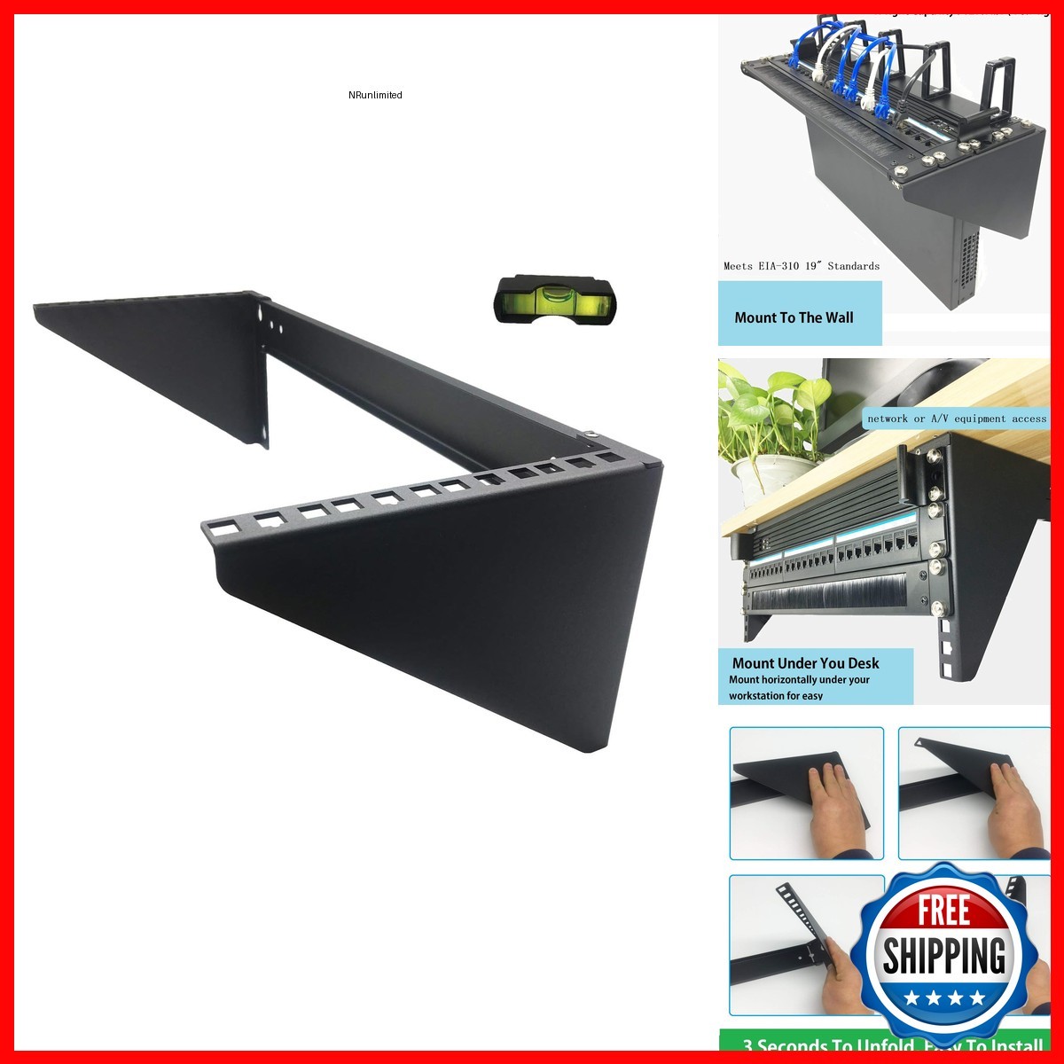 JINGCHENGMEI 4U19 Vertical Wall Mount Patch Panel Bracket Heavy Duty