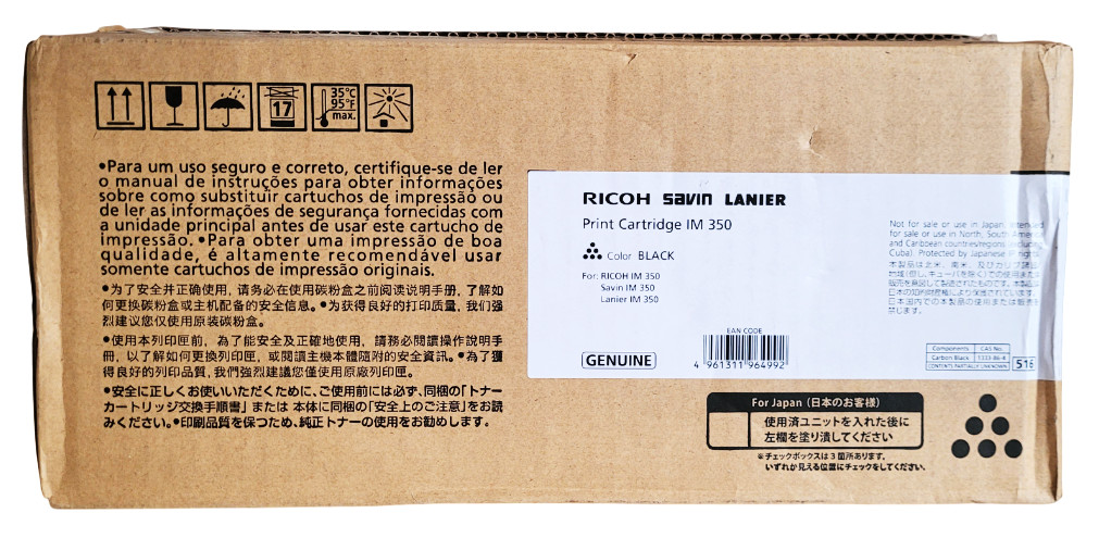 Ricoh Savin Lanier IM 350 IM350 Black Print Cartridge New Sealed with Open Box