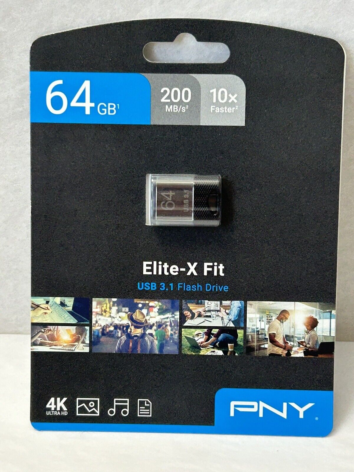 New PNY 64GB Elite-X Fit USB 3.1 Flash Drive 4K 200MB/s 10X Faster Sealed