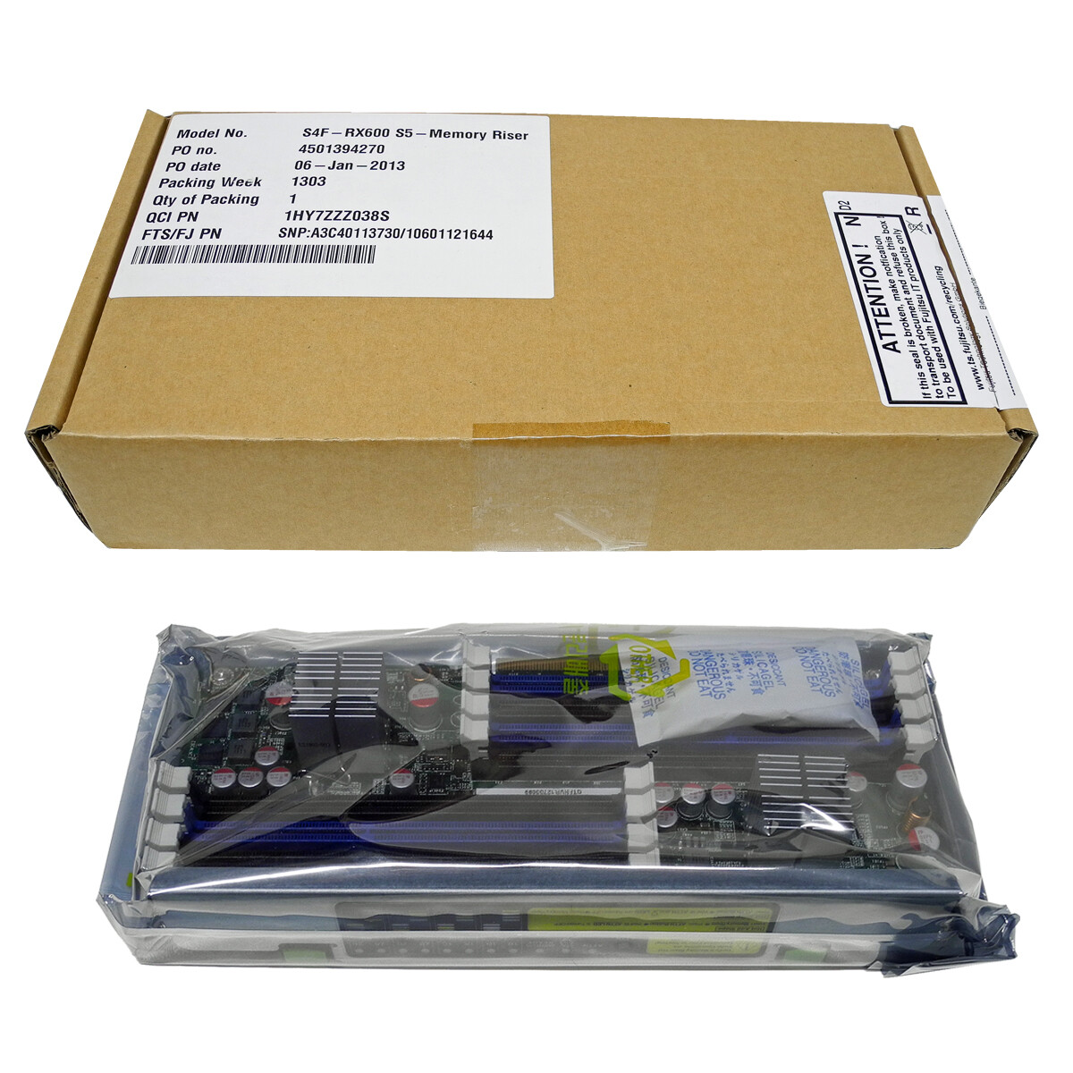 Fujitsu Memory Riser Board A3C40113730 for Primergy RX600 S5 S6 Server New Original Packaging
