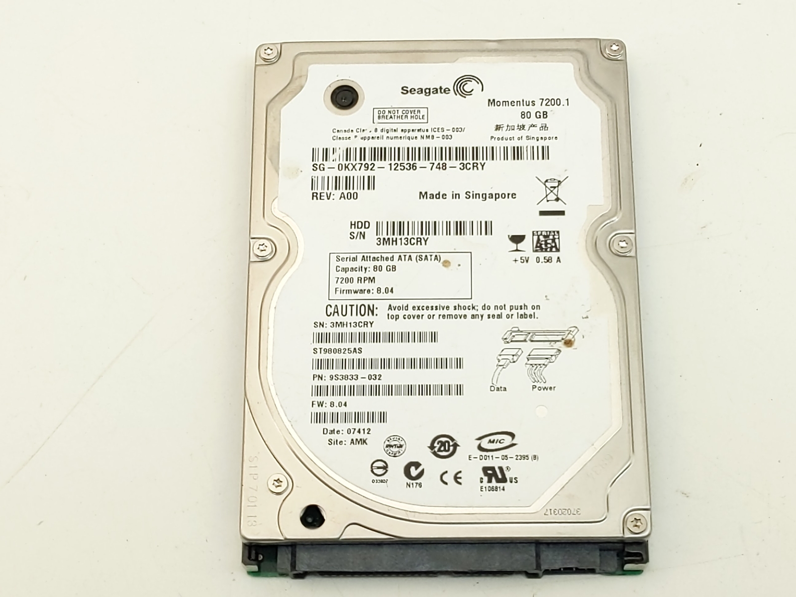 Seagate 9S3833-032 Momentus 7200.1 Portable 80 GB 2.5” SATA Internal Hard Drive