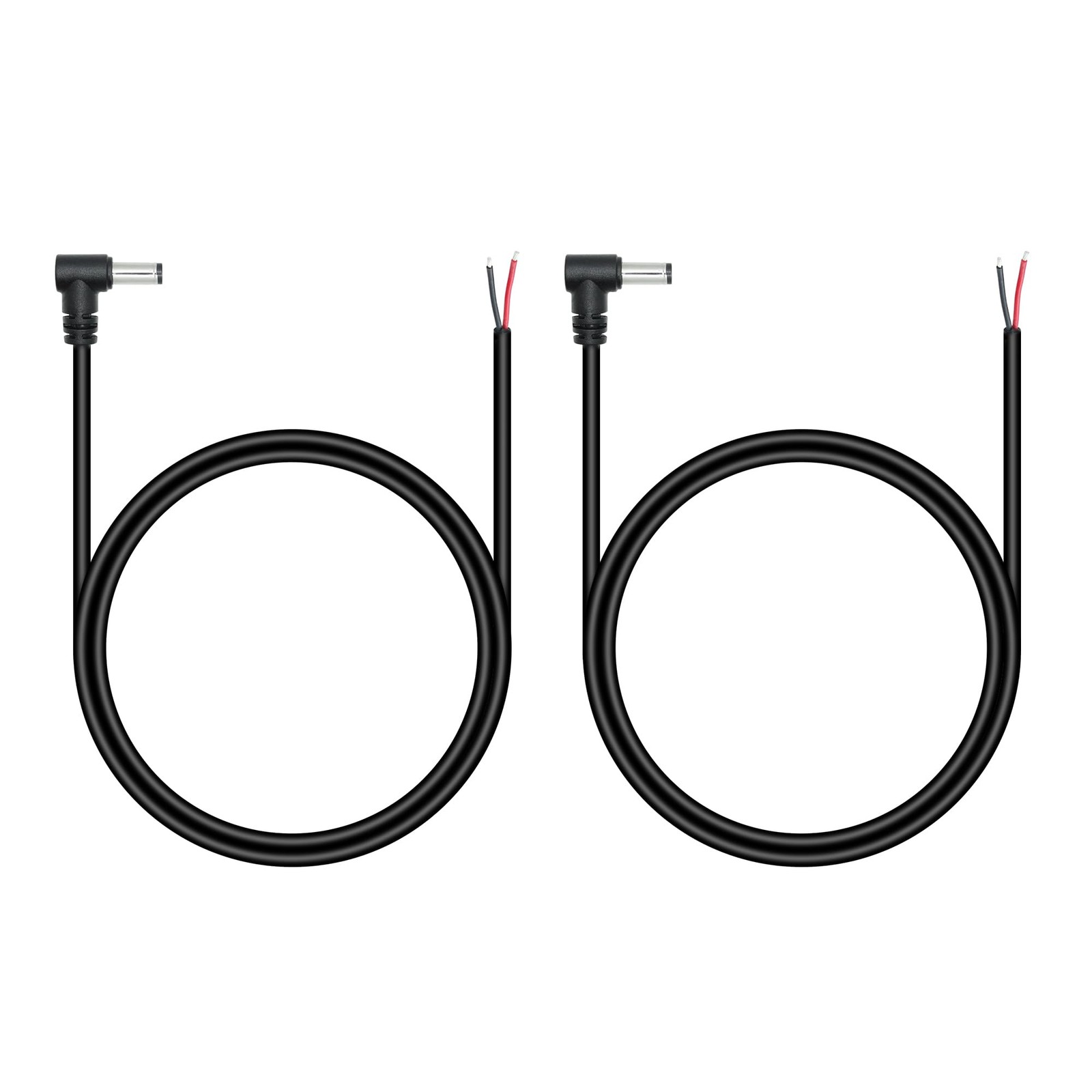 2 PCS 3ft 18AWG 90 Degree Right Angle 5.5x2.1mm DC Male Pigtail Power Cable