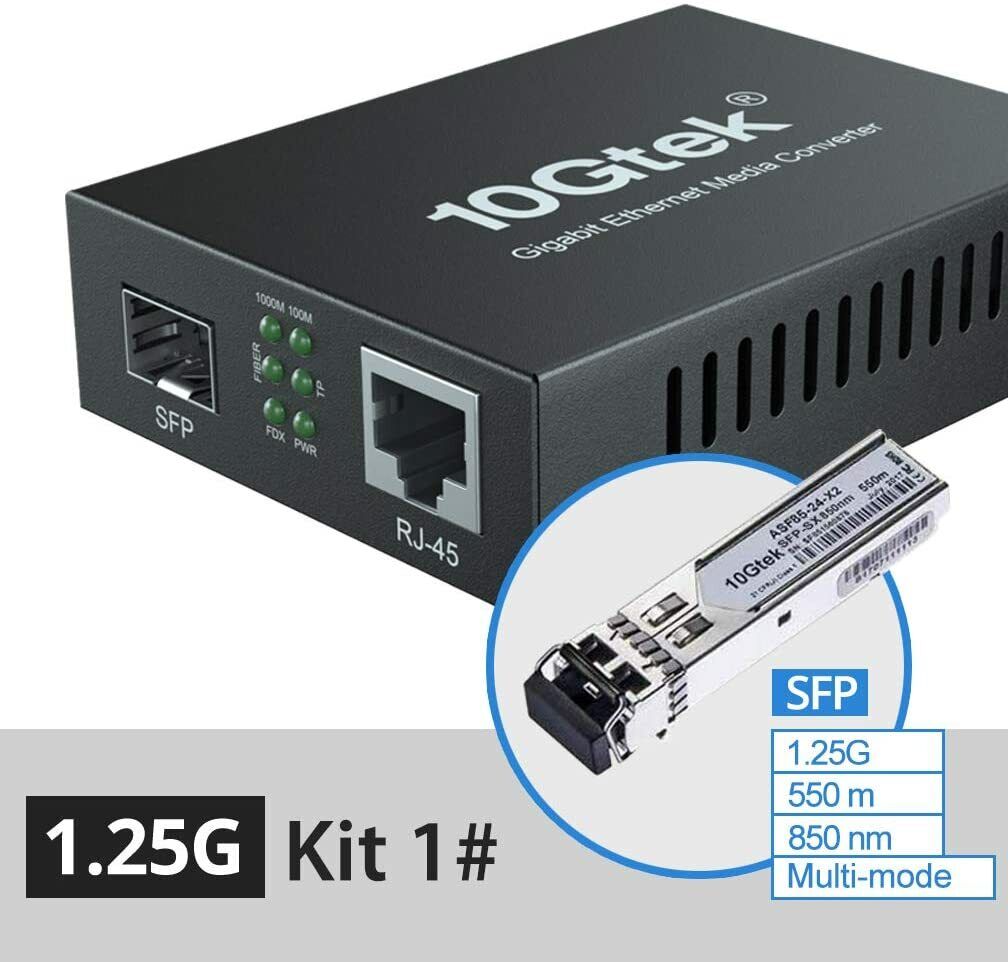 1G Gigabit Fiber to Ethernet Media Converter SFP with 1000Base-SX Module MMF