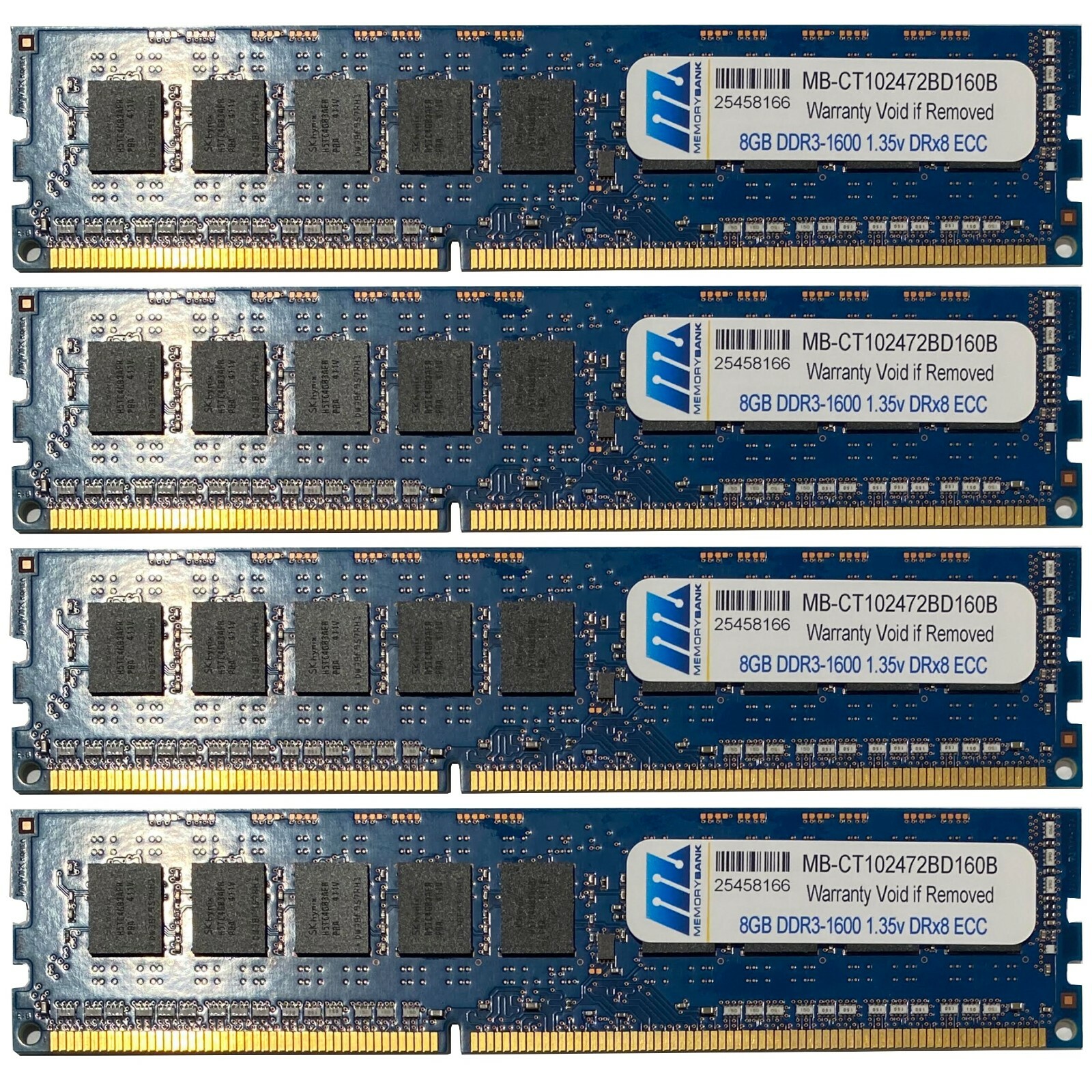 32GB kit (4x8GB) CT102472BD160B Crucial Equivalent) DDR3-1600 PC3L 2Rx8 ECC 